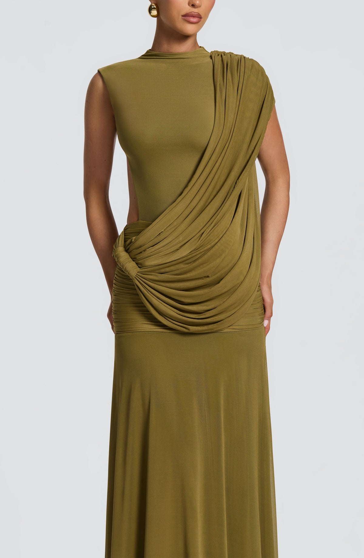 Flourenne Mireille Maxi Dress in Deep Olive