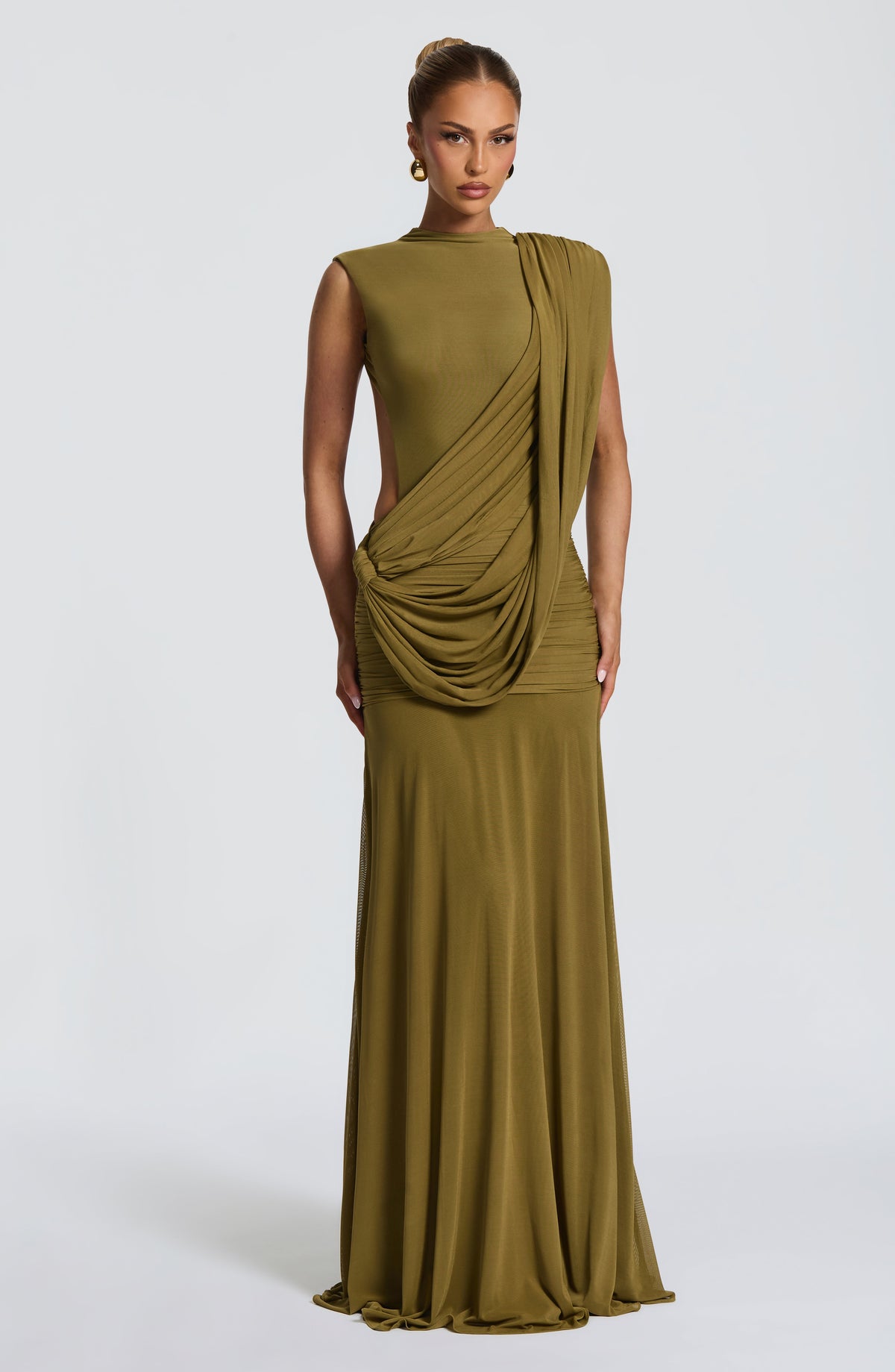 Flourenne Mireille Maxi Dress in Deep Olive