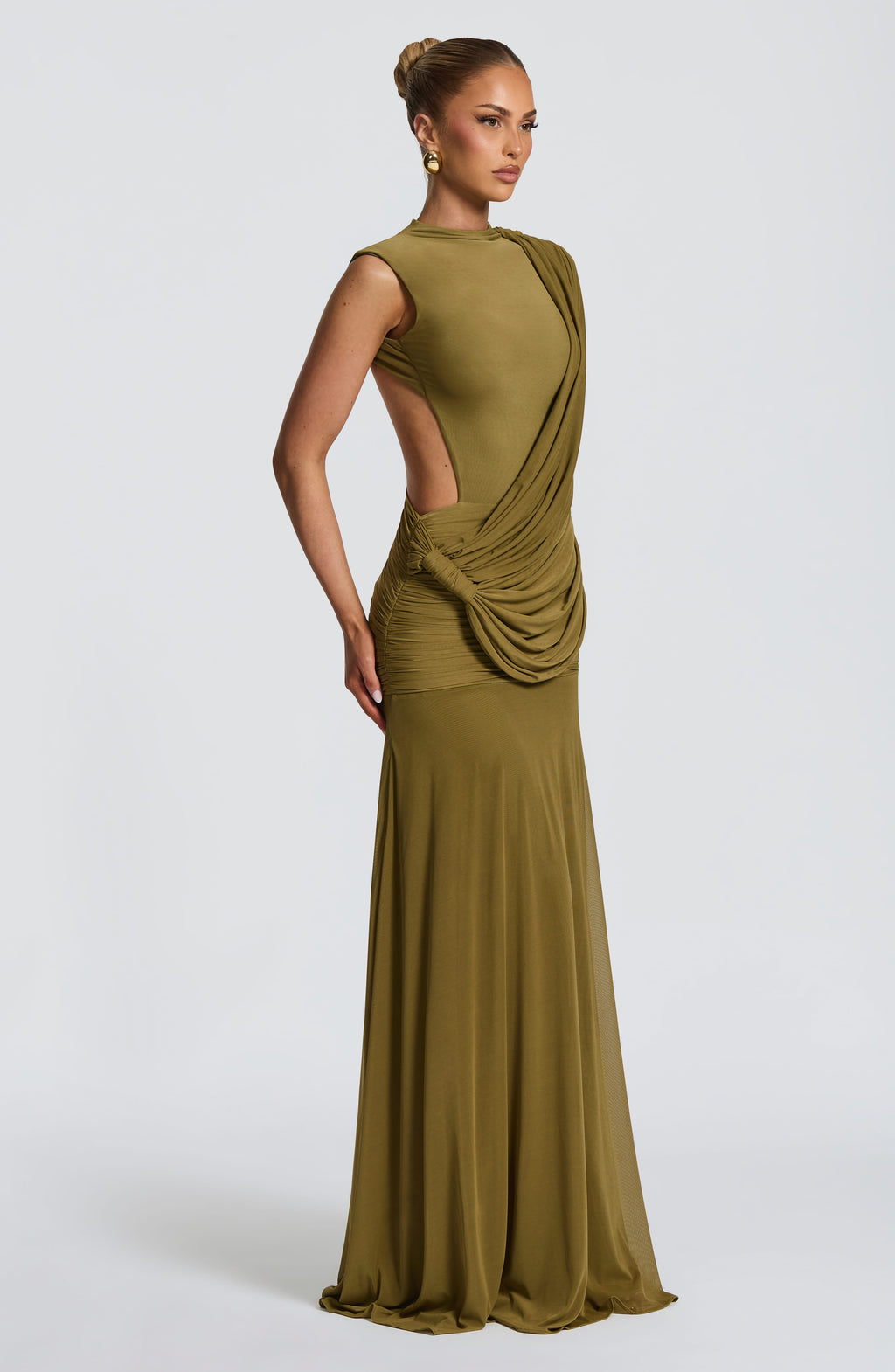 Flourenne Mireille Maxi Dress in Deep Olive
