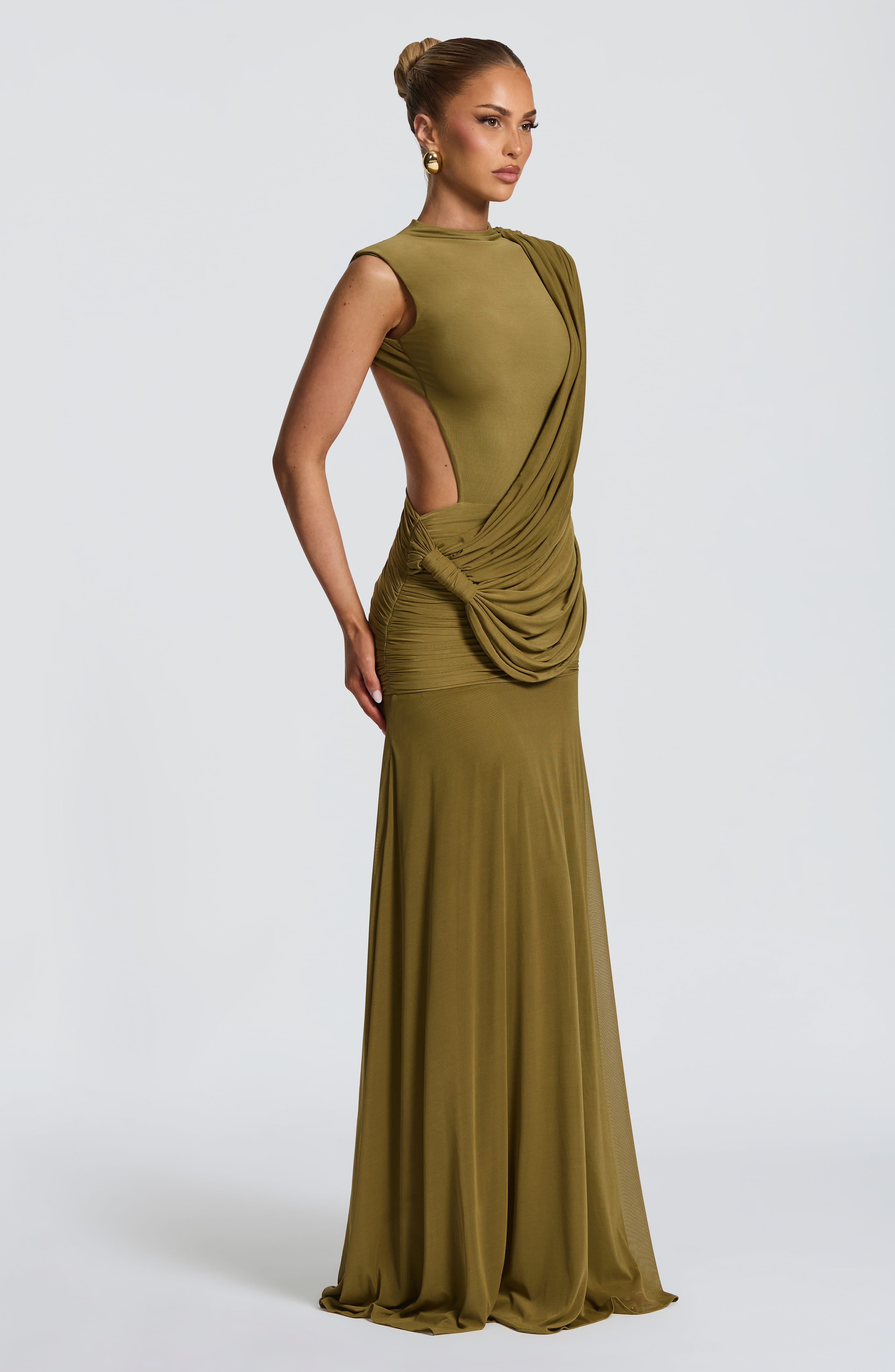 Flourenne Mireille Maxi Dress in Deep Olive