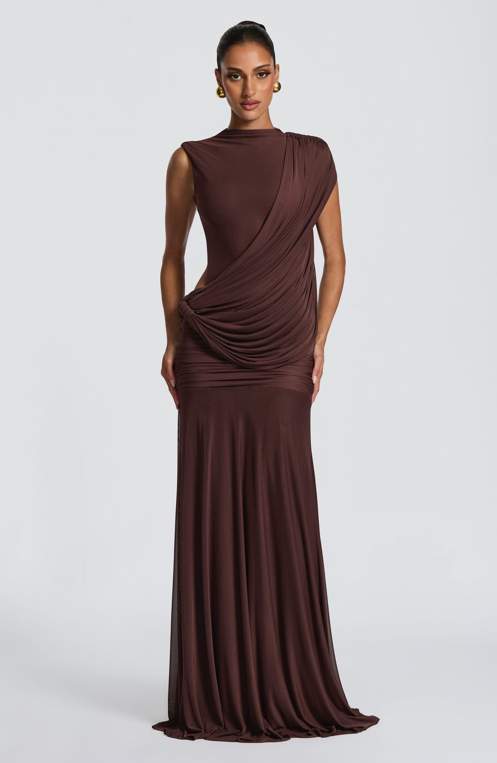 Flourenne Mireille Maxi Dress in Plum Brown