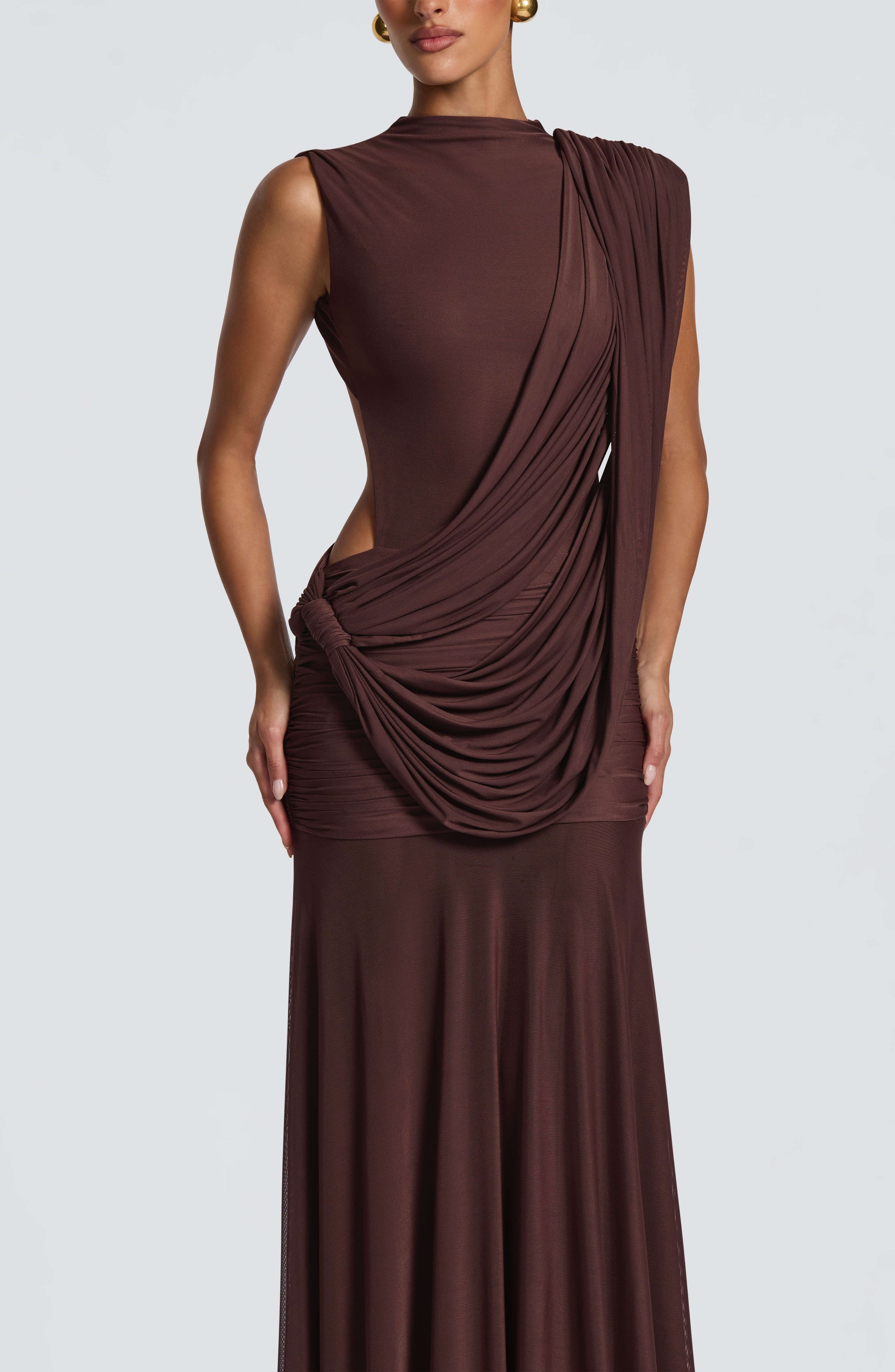 Flourenne Mireille Maxi Dress in Plum Brown