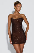 Flourenne Mirella Mini Dress in Plum Brown
