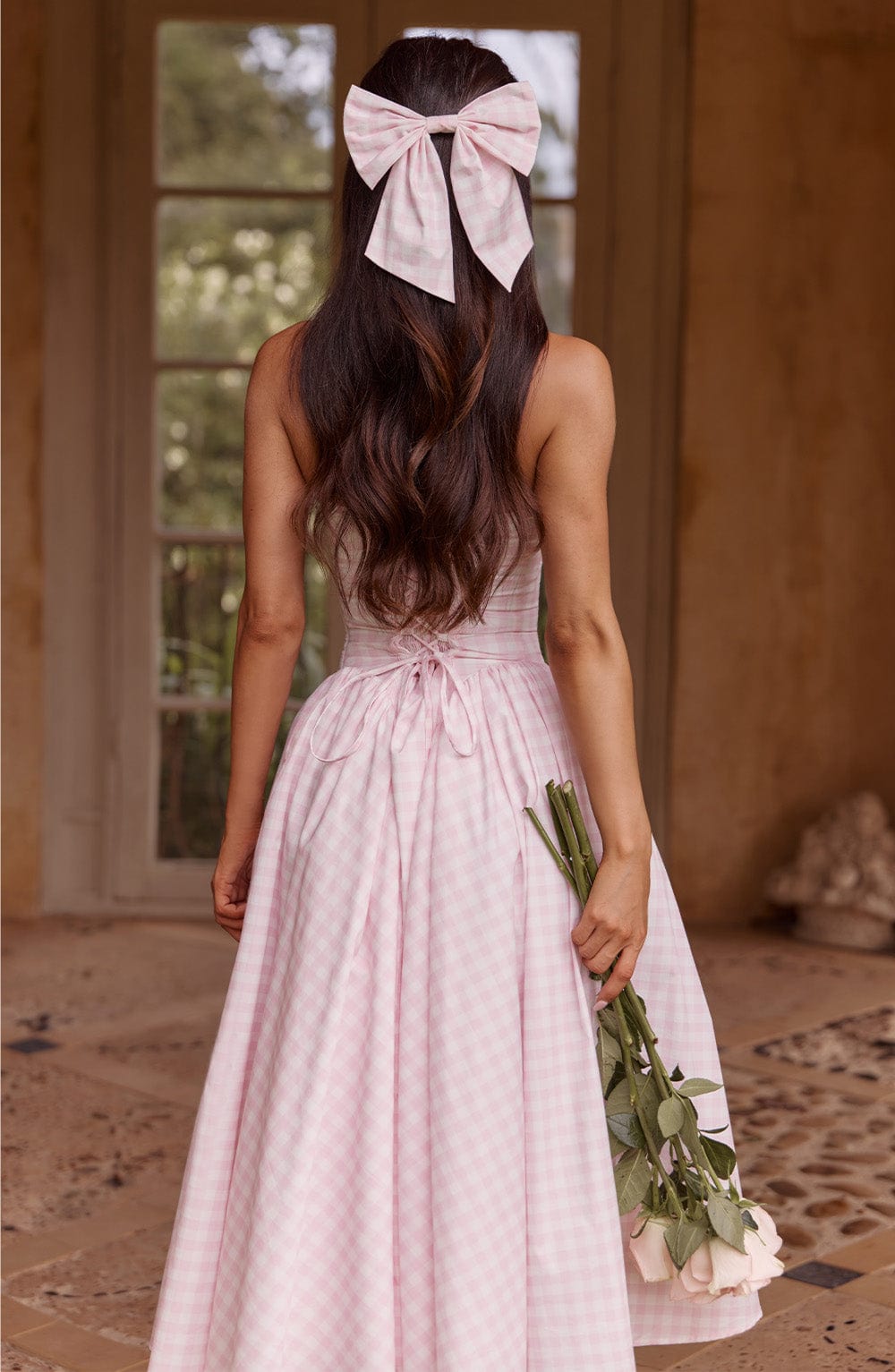 Flourenne Mitza Bow in Blush Gingham