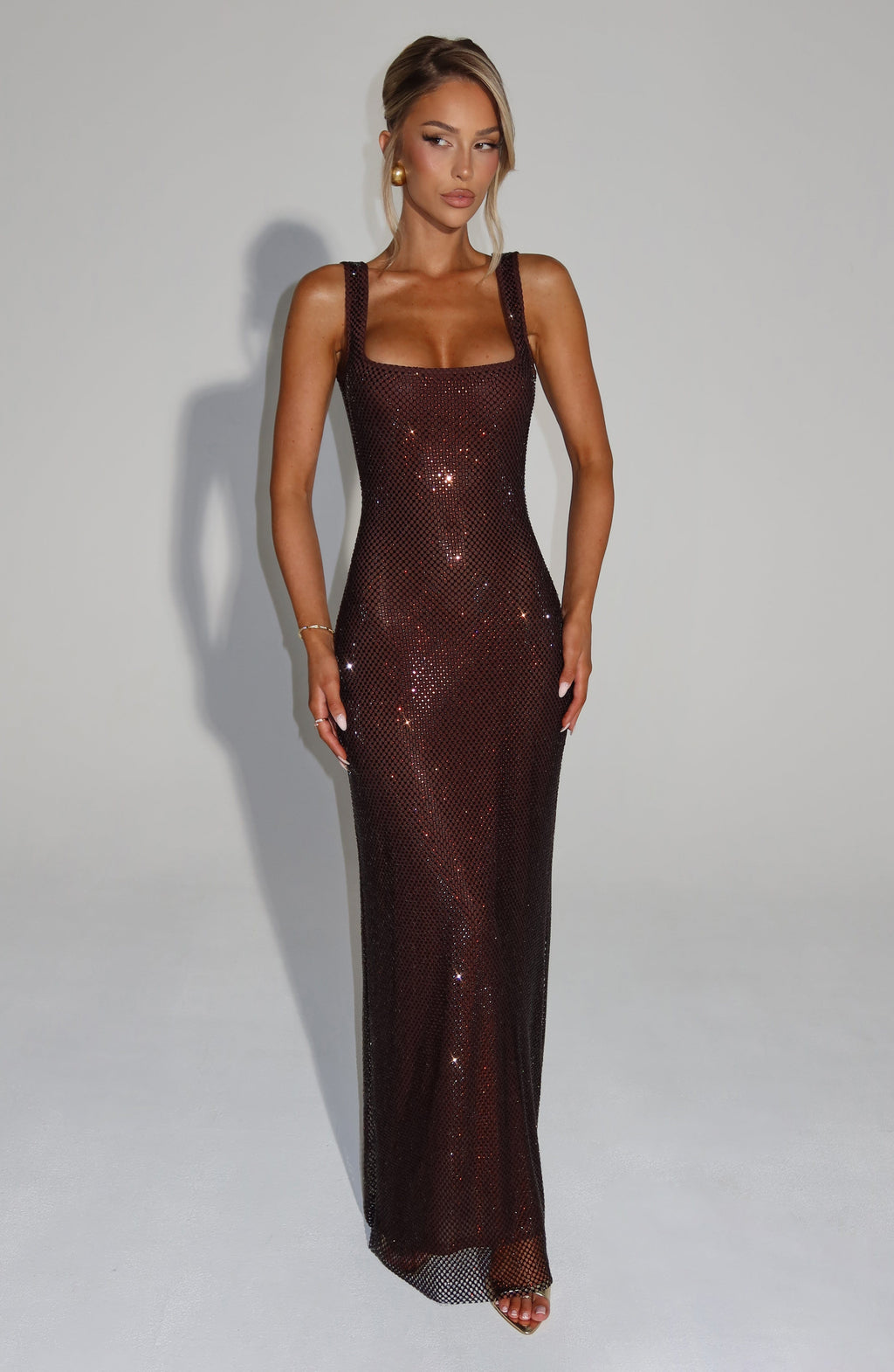 Flourenne Petrine Maxi Dress in Plum Brown