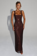 Flourenne Petrine Maxi Dress in Plum Brown