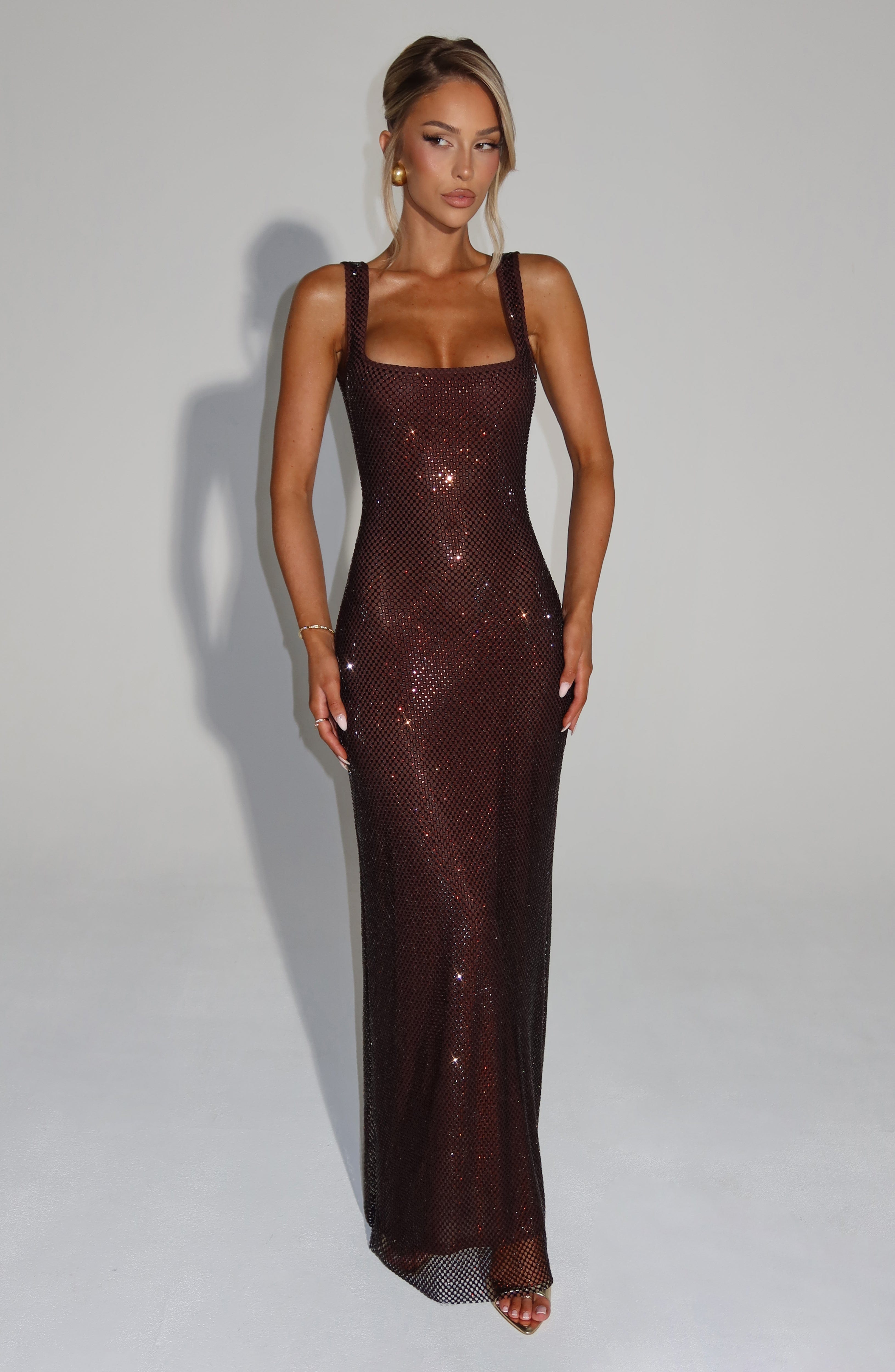 Flourenne Petrine Maxi Dress in Plum Brown