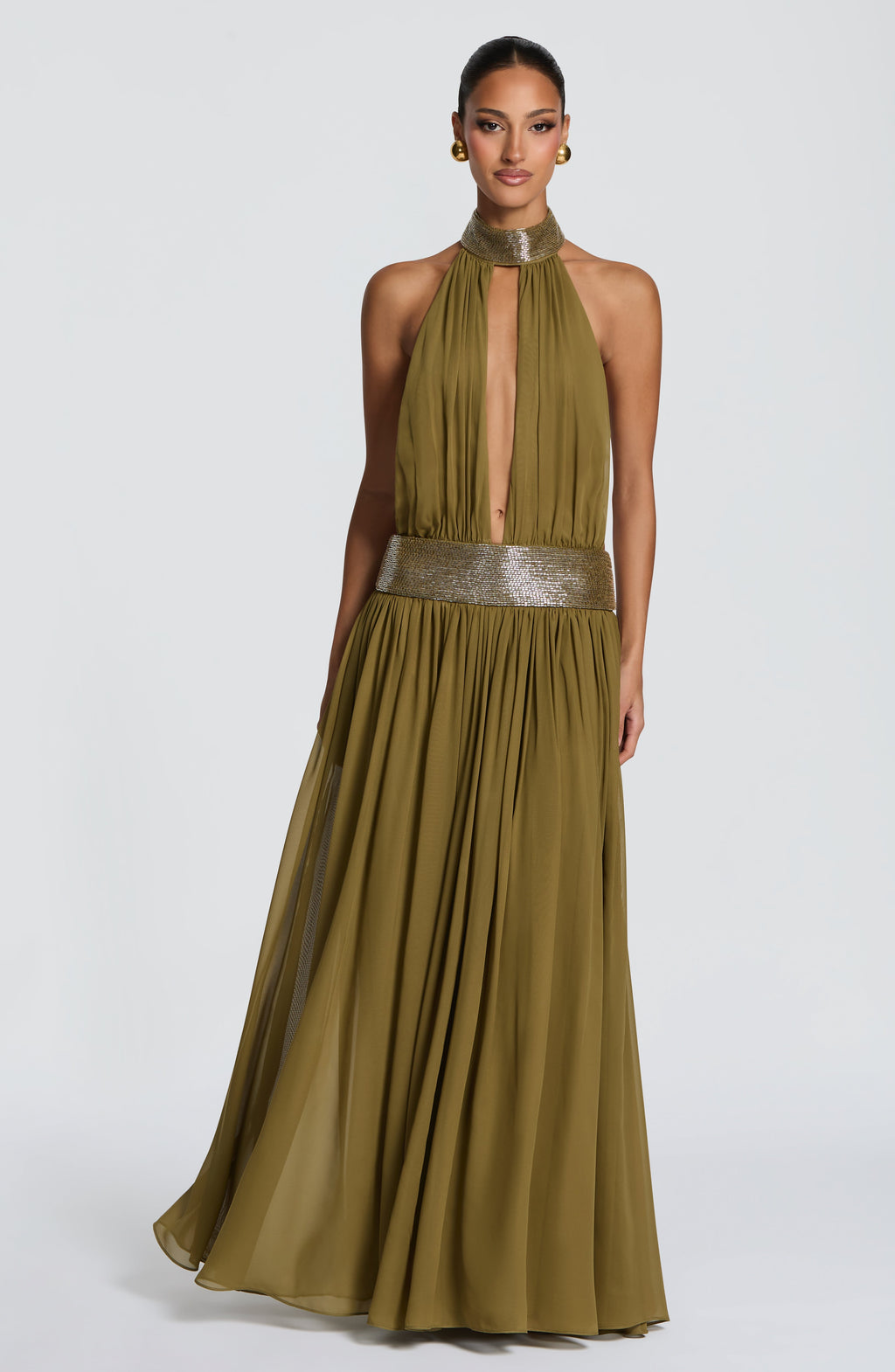Flourenne Rosaline Maxi Dress in Deep Olive