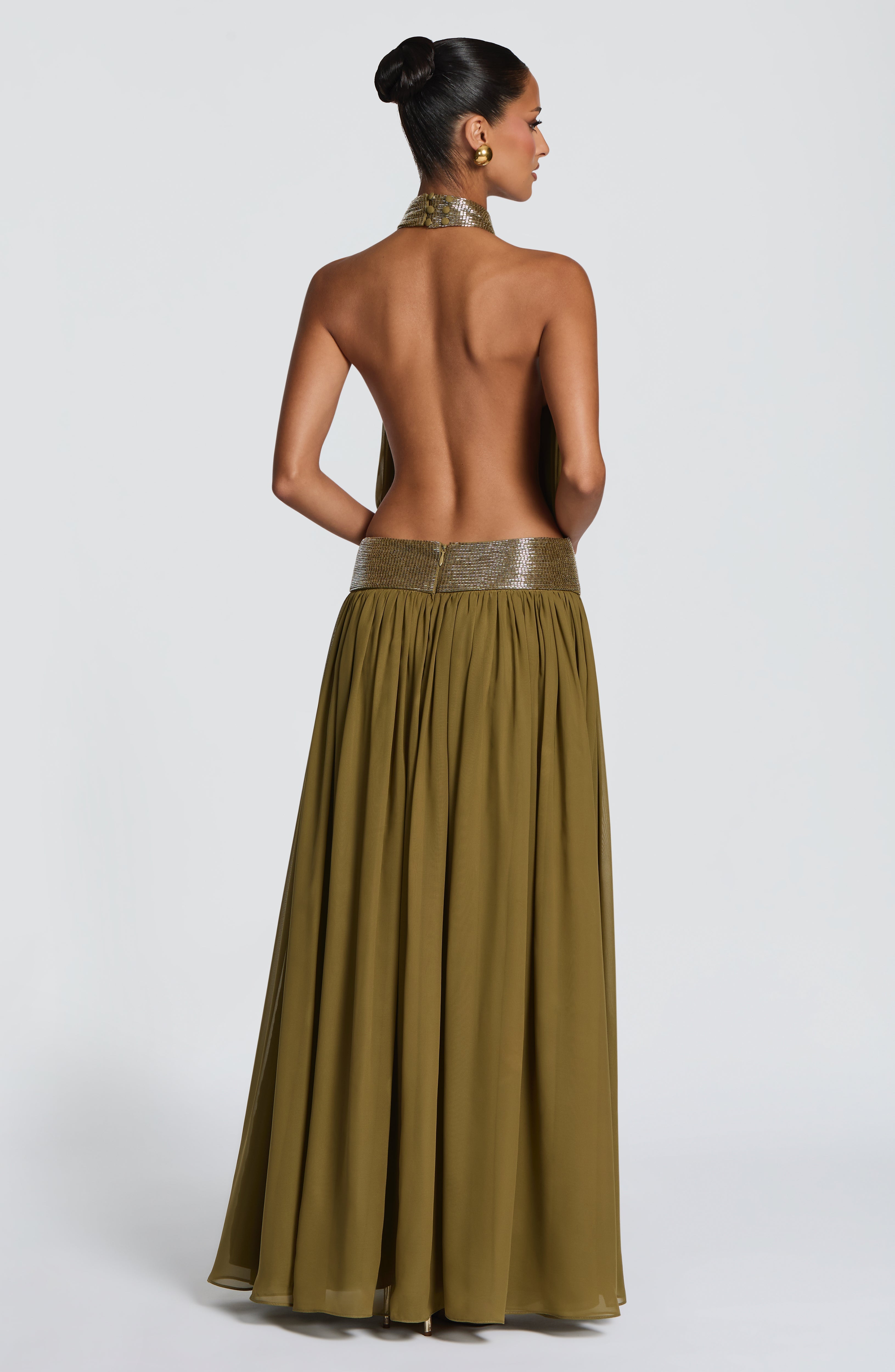 Flourenne Rosaline Maxi Dress in Deep Olive