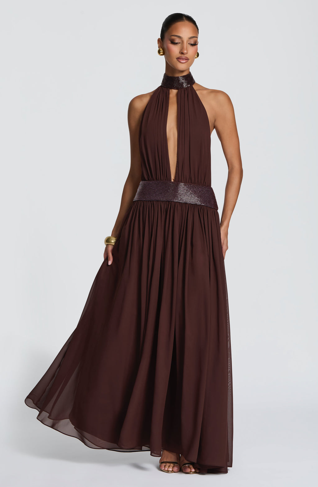 Flourenne Rosaline Maxi Dress in Plum Brown