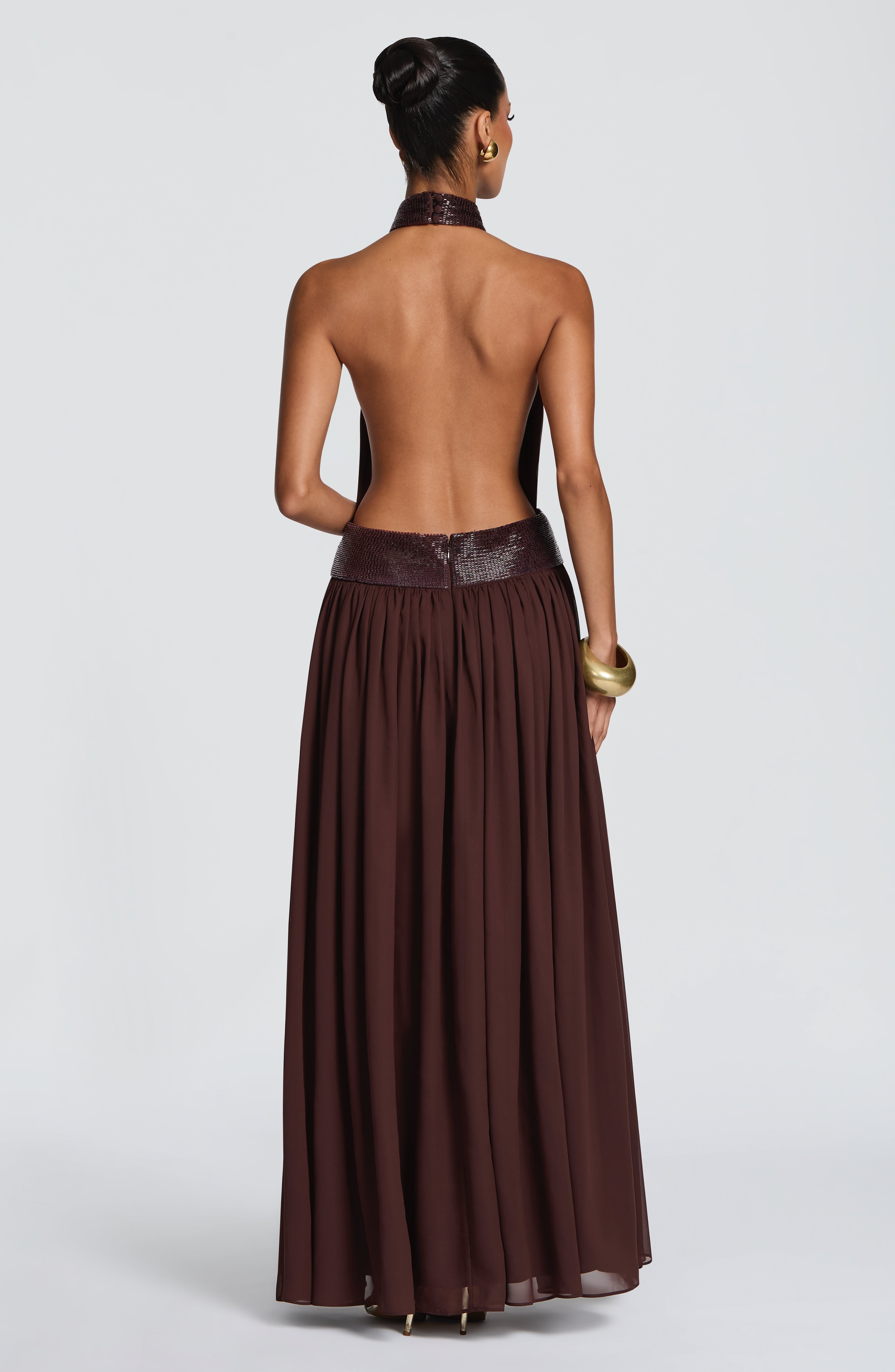 Flourenne Rosaline Maxi Dress in Plum Brown