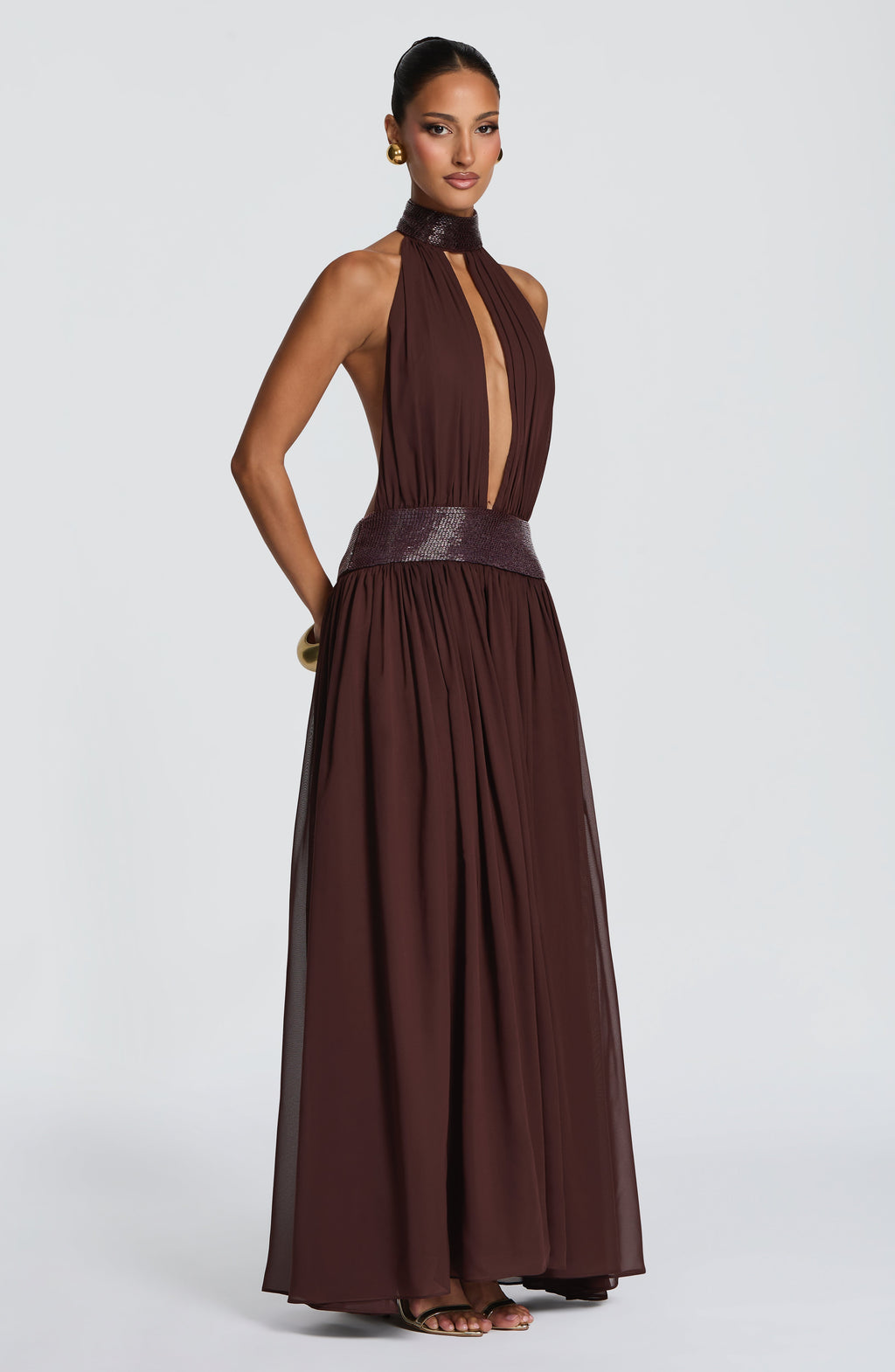 Flourenne Rosaline Maxi Dress in Plum Brown