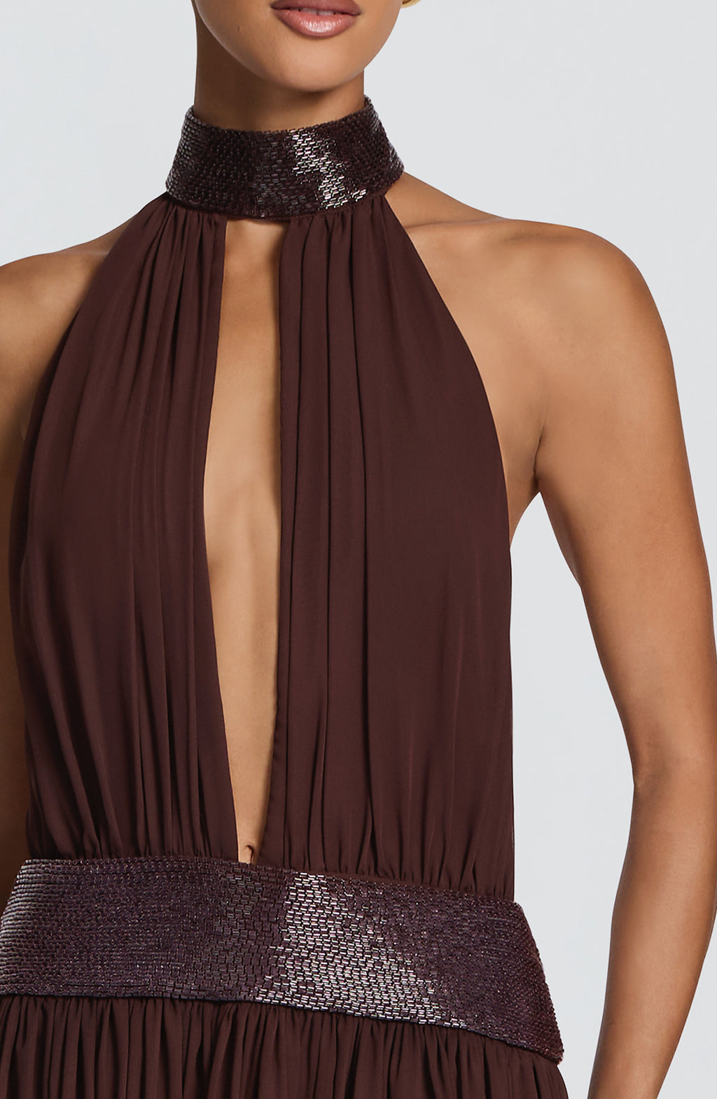 Flourenne Rosaline Maxi Dress in Plum Brown