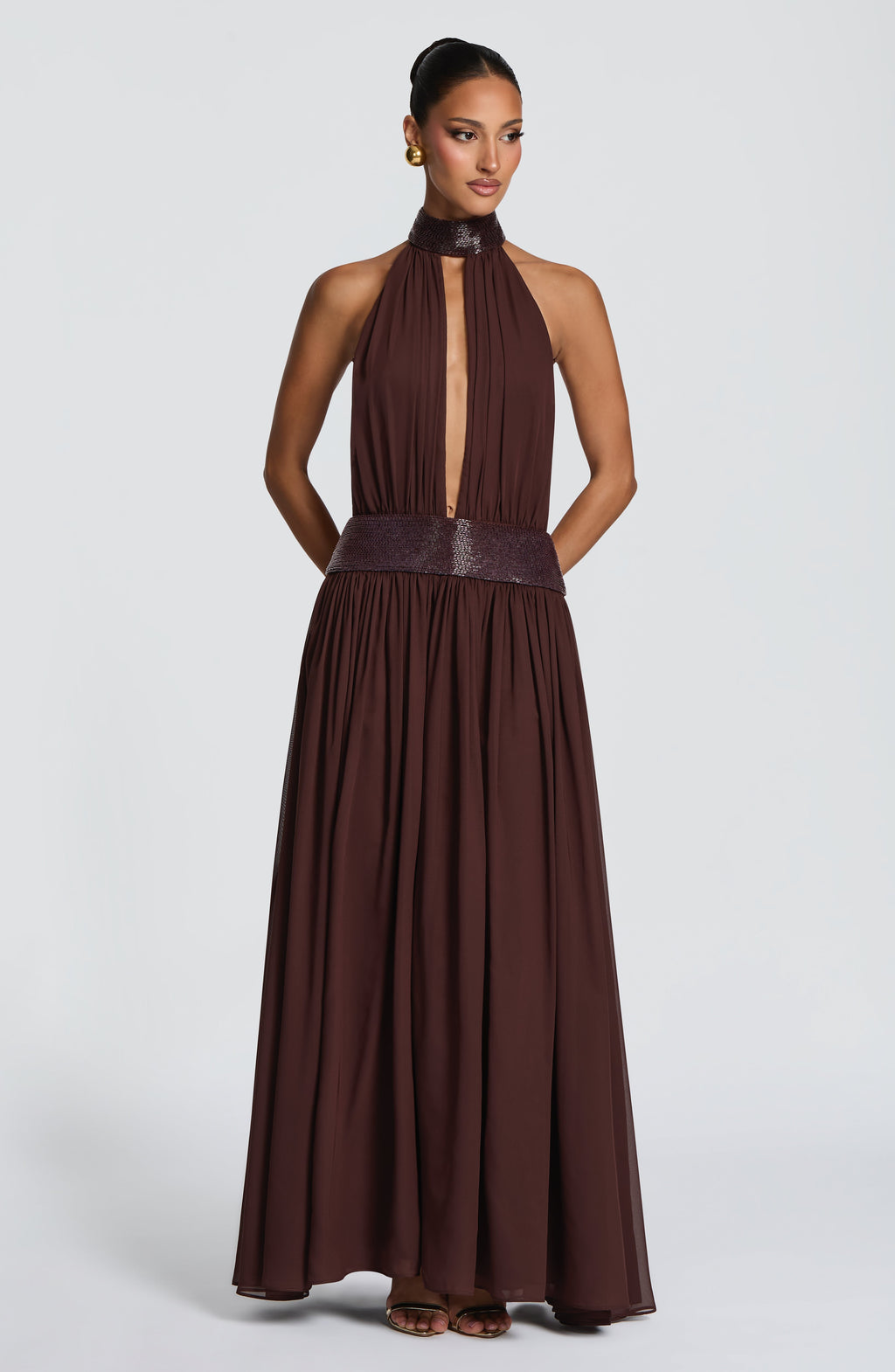 Flourenne Rosaline Maxi Dress in Plum Brown