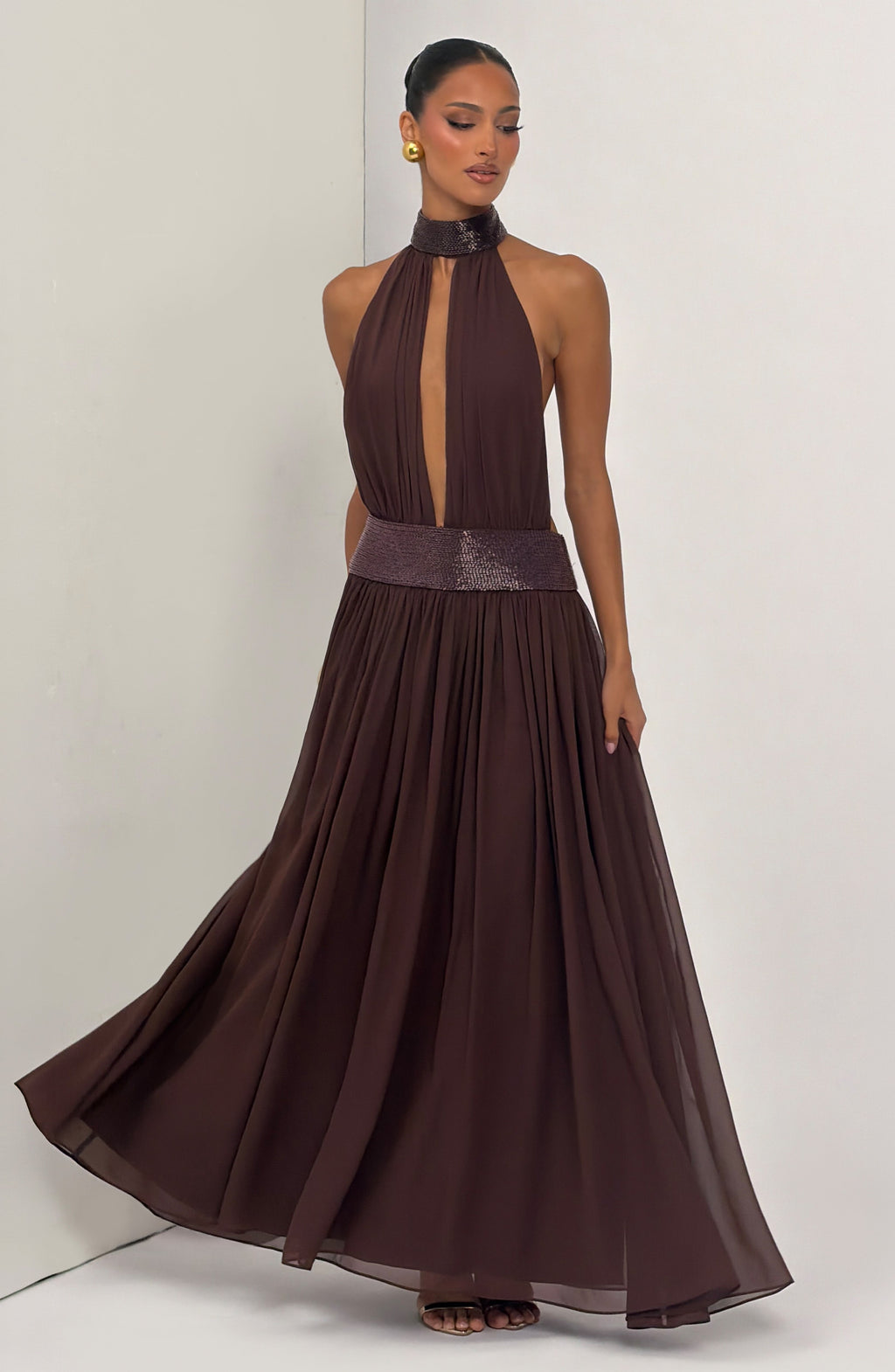 Flourenne Rosaline Maxi Dress in Plum Brown