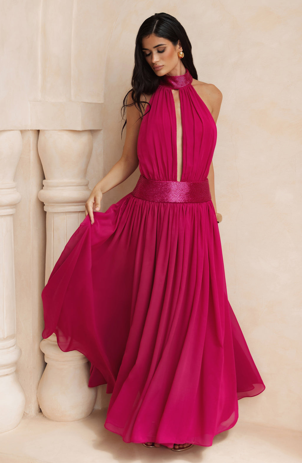 Flourenne Rosaline Maxi Dress in Raspberry