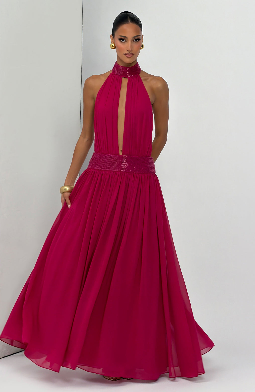 Flourenne Rosaline Maxi Dress in Raspberry