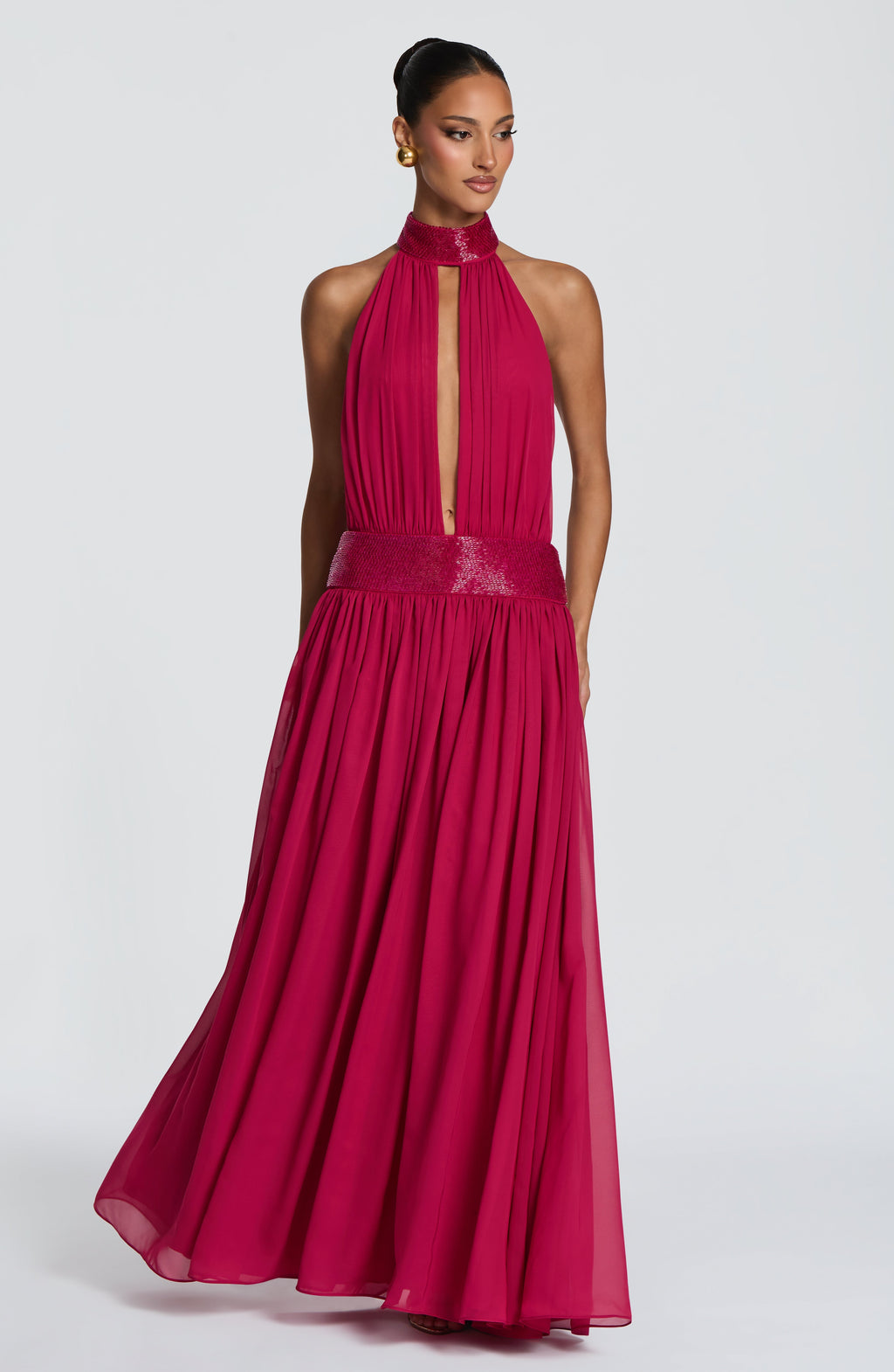 Flourenne Rosaline Maxi Dress in Raspberry