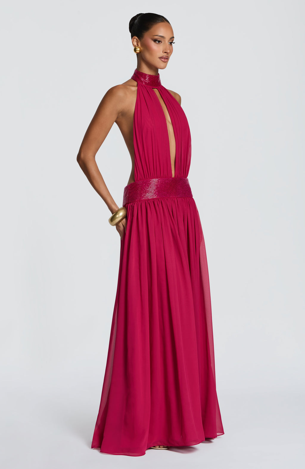 Flourenne Rosaline Maxi Dress in Raspberry