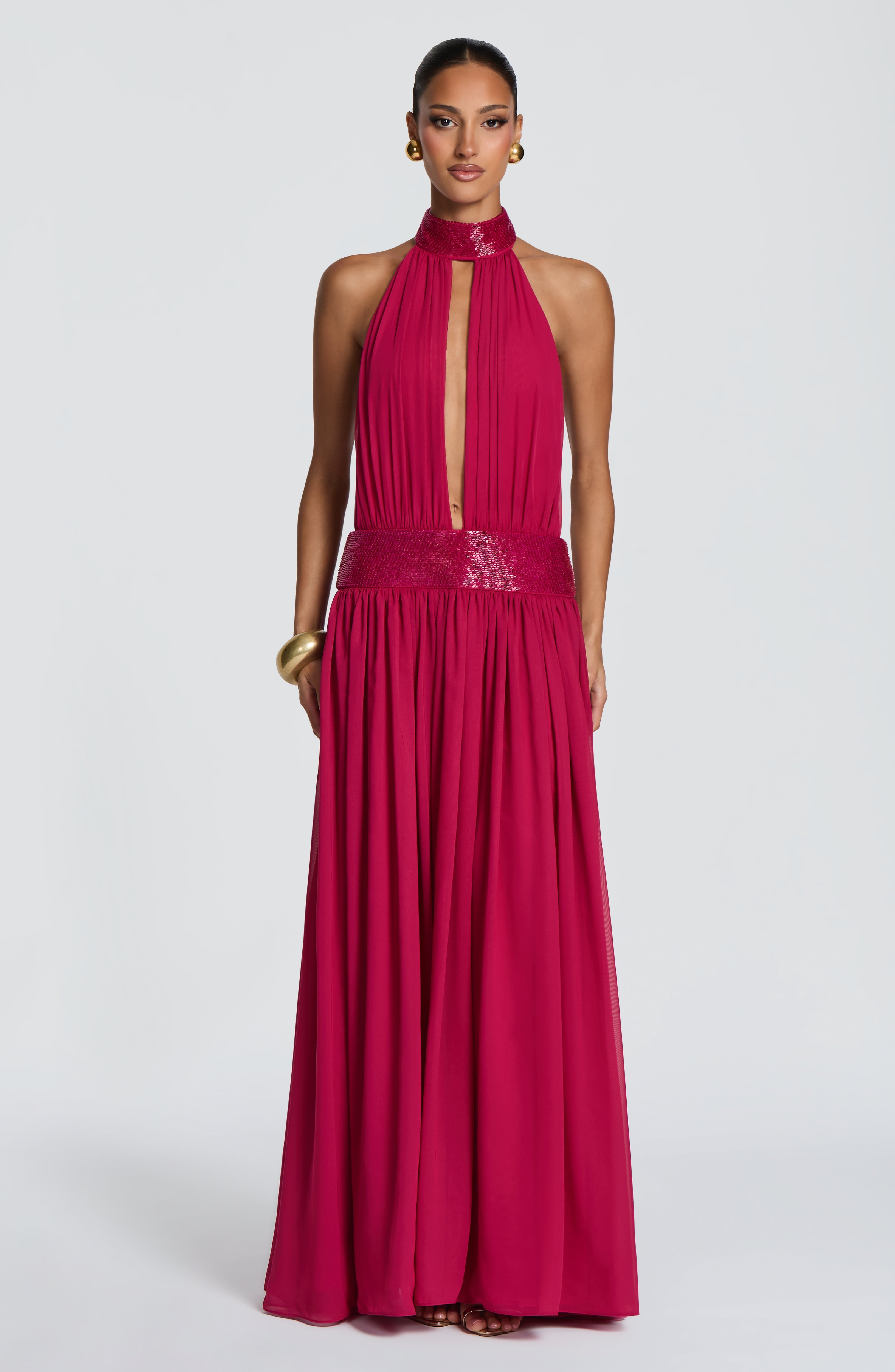 Flourenne Rosaline Maxi Dress in Raspberry