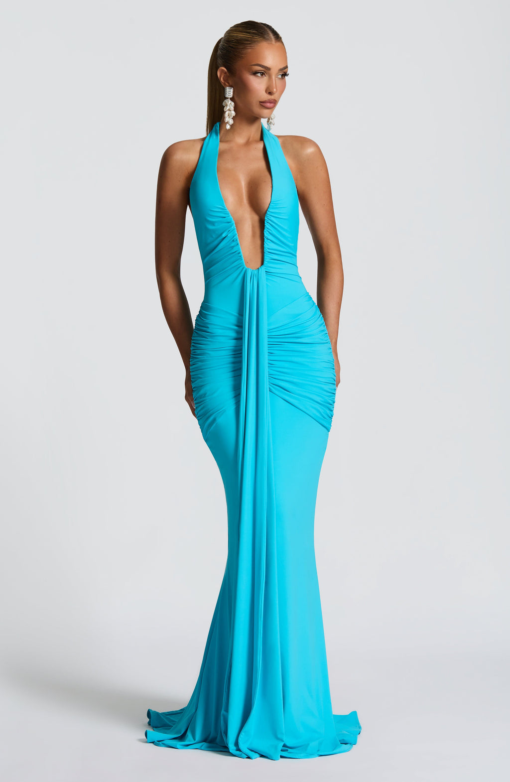 Flourenne Rosetti Maxi Dress in Aqua