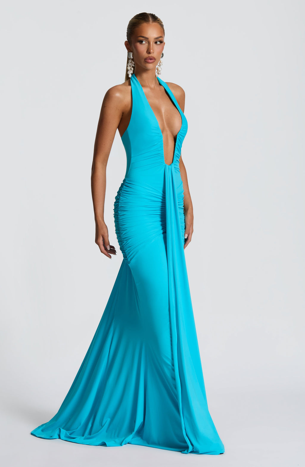 Flourenne Rosetti Maxi Dress in Aqua