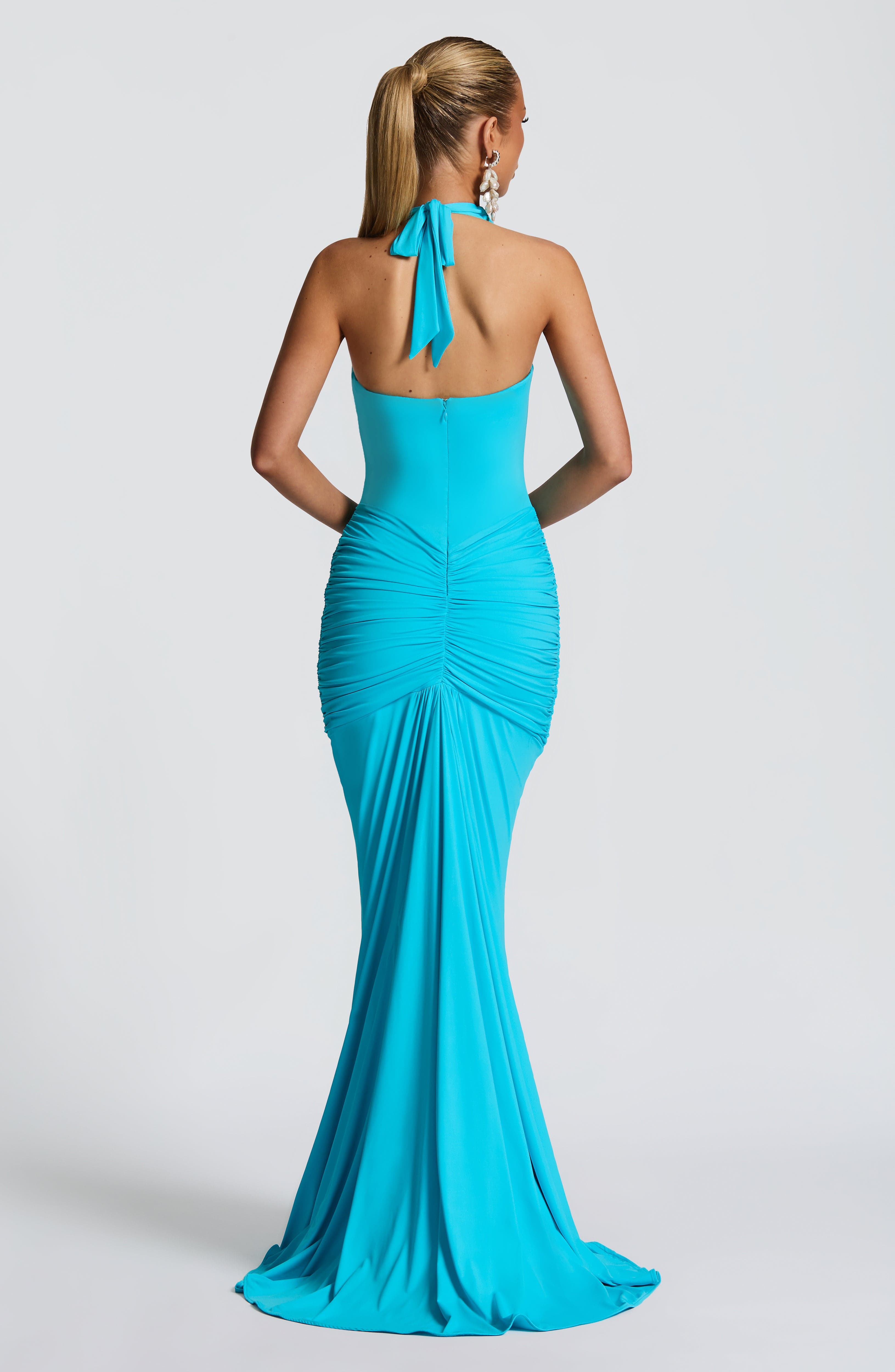 Flourenne Rosetti Maxi Dress in Aqua