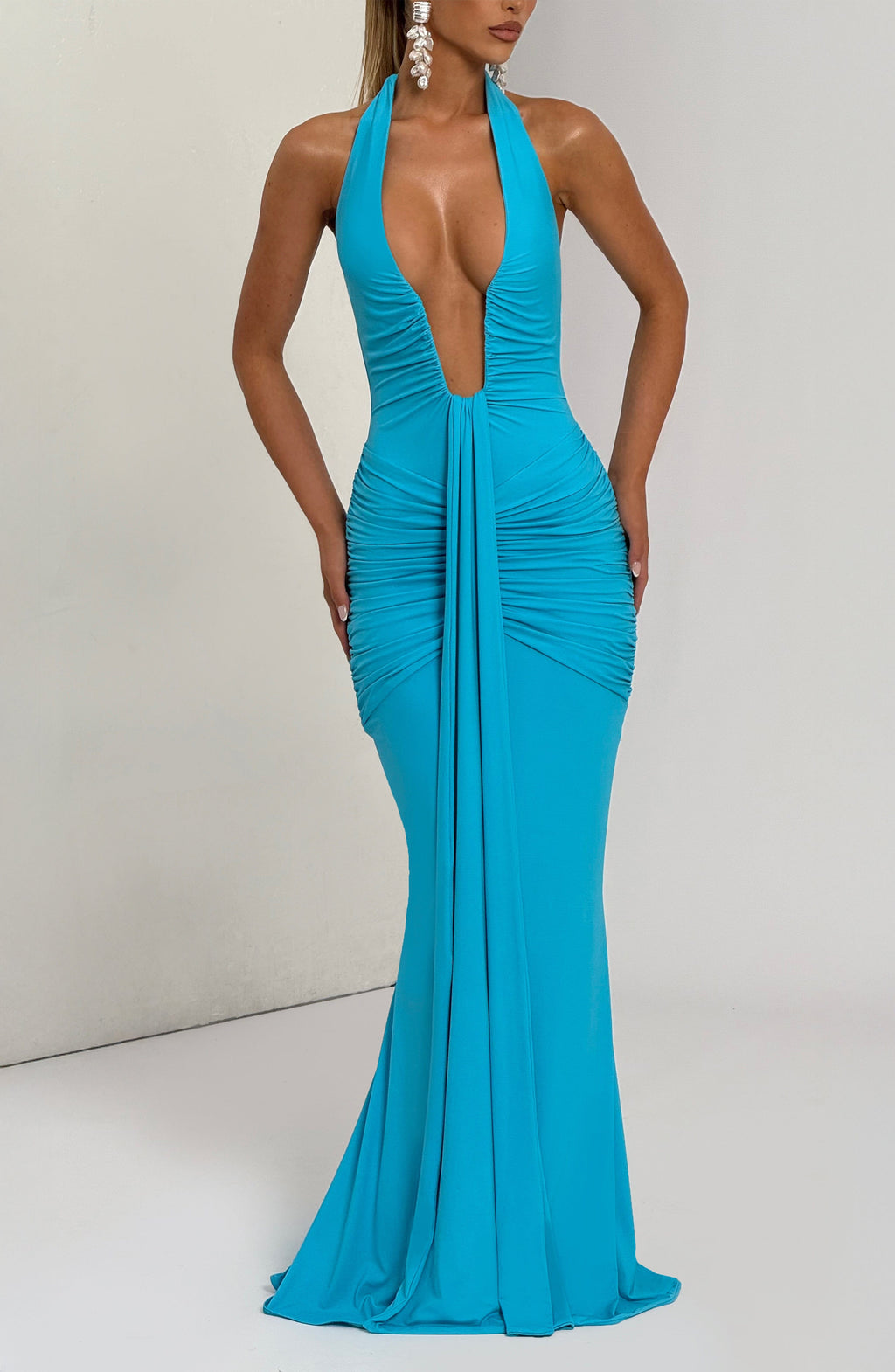 Flourenne Rosetti Maxi Dress in Aqua