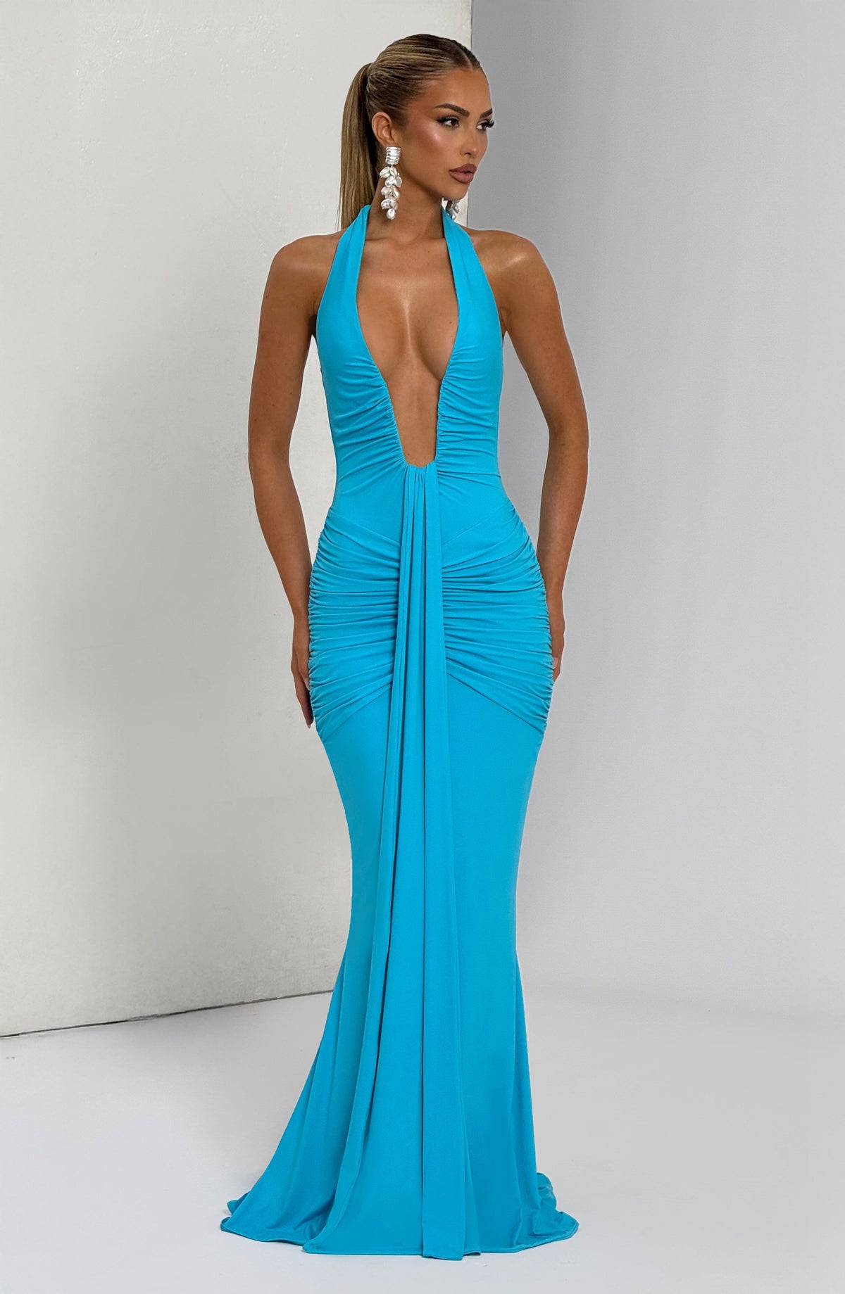 Flourenne Rosetti Maxi Dress in Aqua