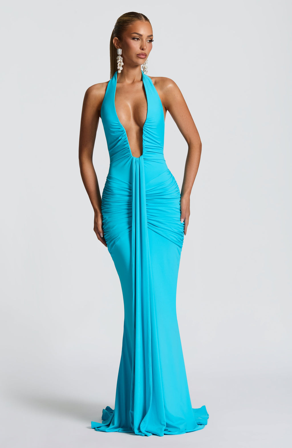 Flourenne Rosetti Maxi Dress in Aqua