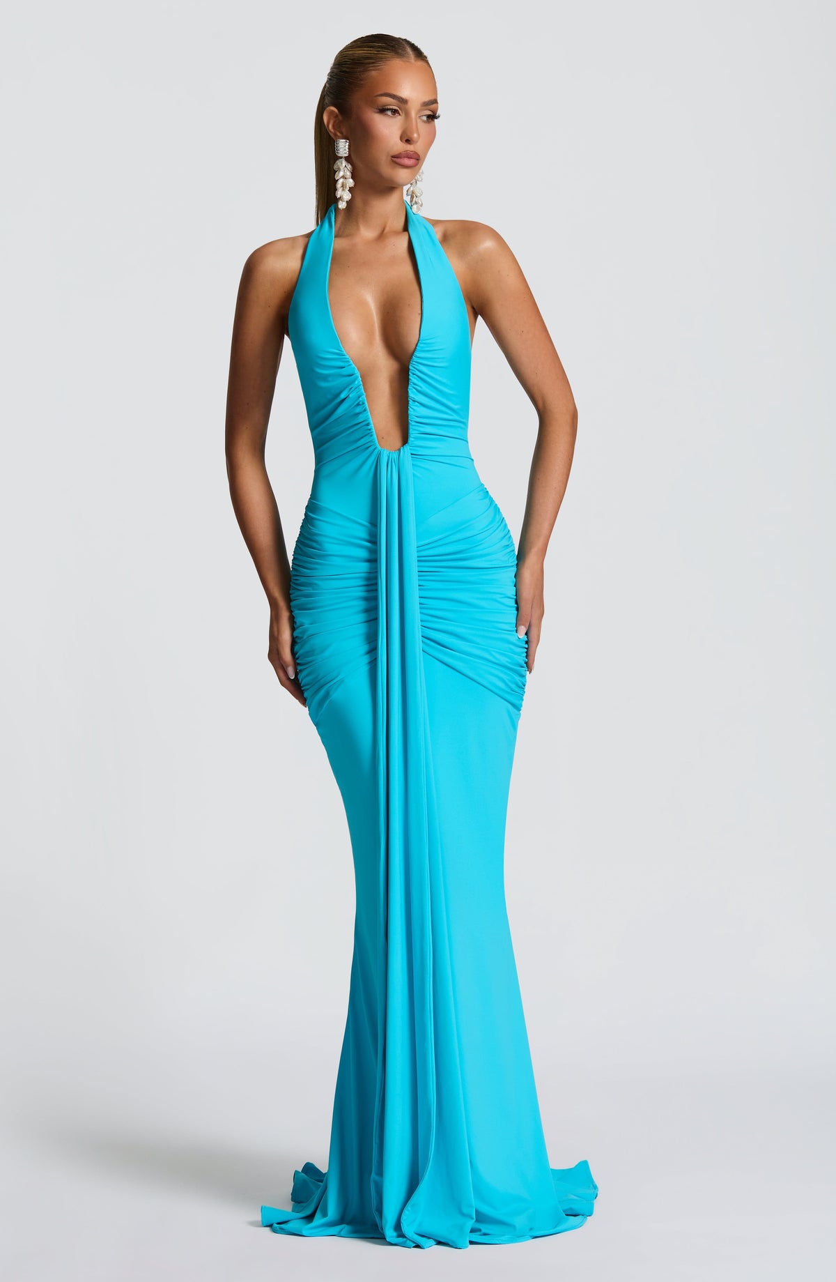 Flourenne Rosetti Maxi Dress in Aqua
