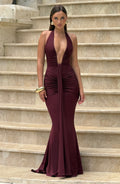 Flourenne Rosetti Maxi Dress in Cherry Lacquer