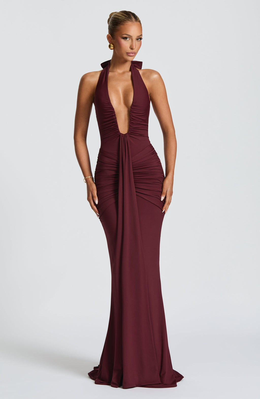 Flourenne Rosetti Maxi Dress in Cherry Lacquer