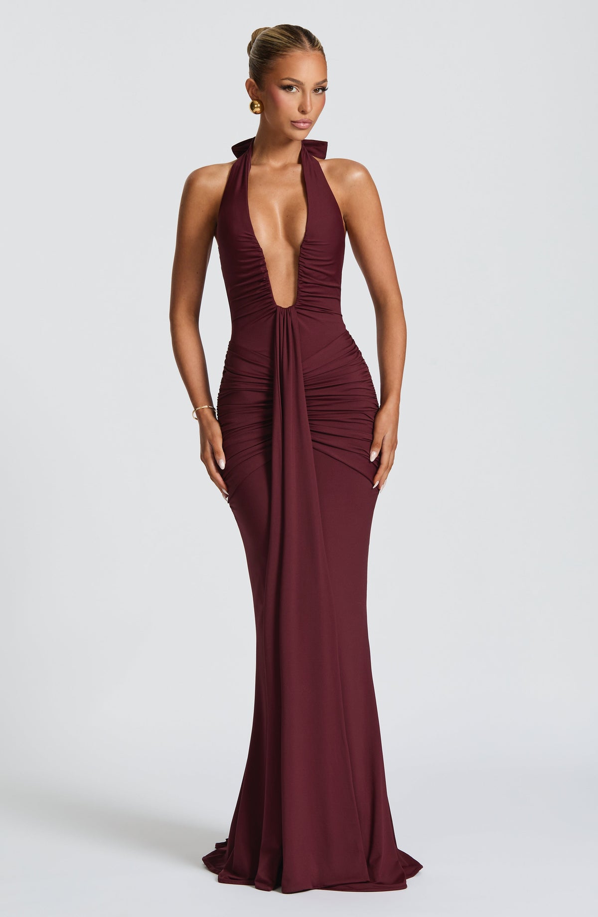 Flourenne Rosetti Maxi Dress in Cherry Lacquer