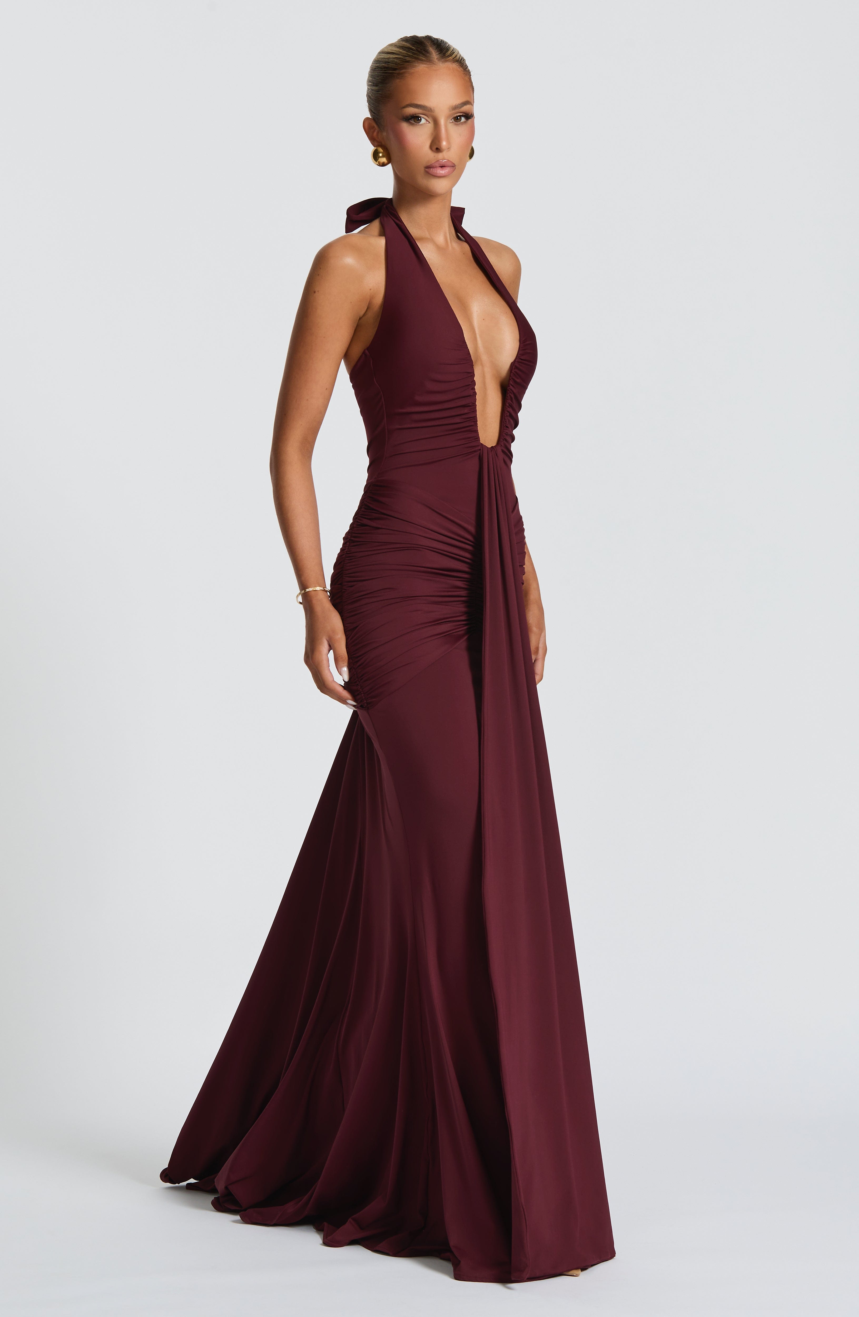 Flourenne Rosetti Maxi Dress in Cherry Lacquer