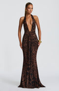 Flourenne Rosetti Maxi Dress in Leopard Print