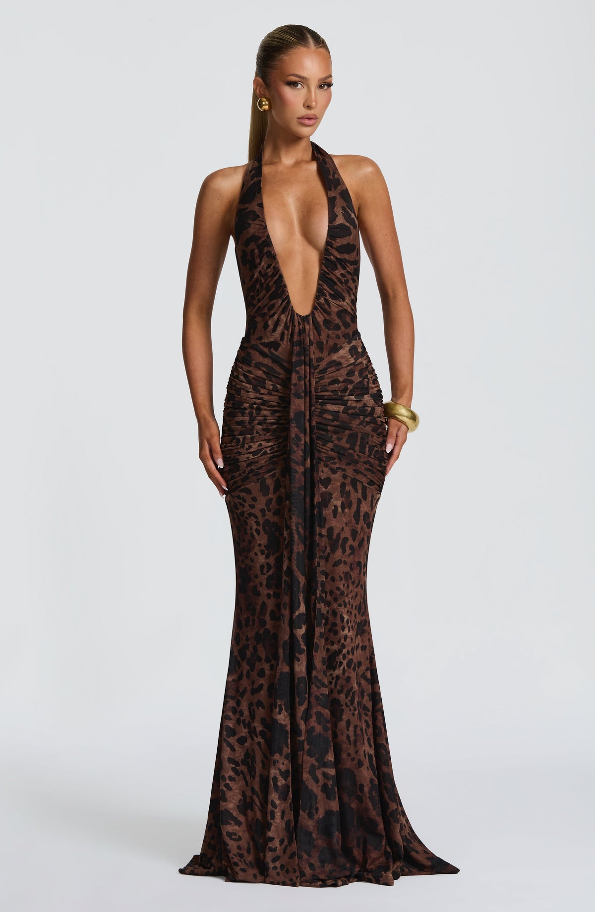 Flourenne Rosetti Maxi Dress in Leopard Print