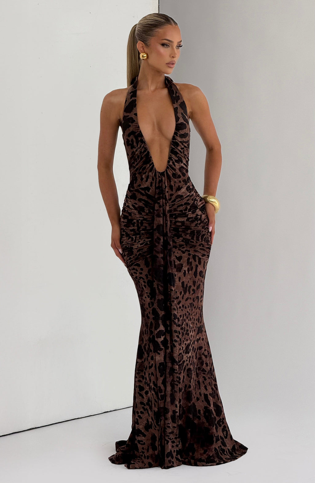 Flourenne Rosetti Maxi Dress in Leopard Print