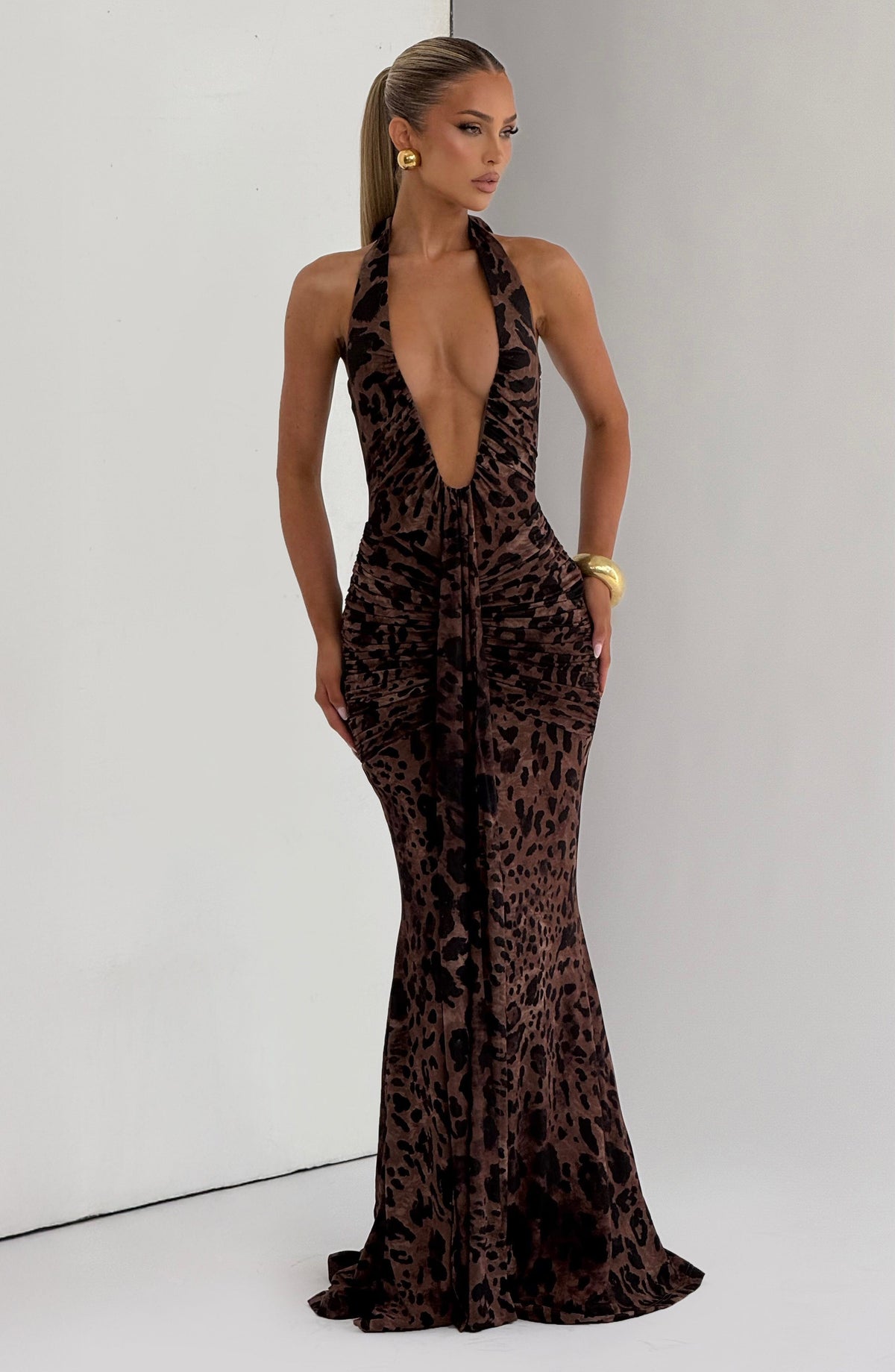 Flourenne Rosetti Maxi Dress in Leopard Print