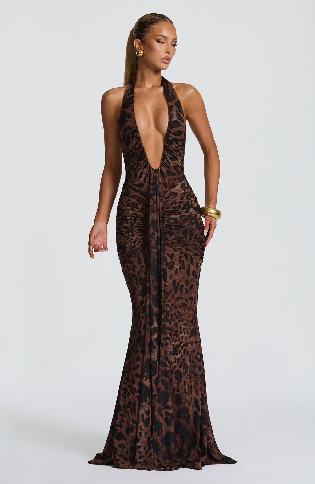 Flourenne Rosetti Maxi Dress in Leopard Print