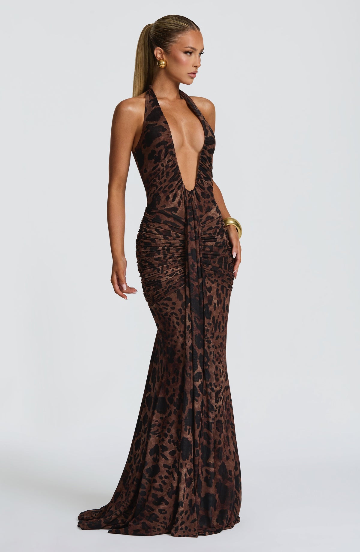 Flourenne Rosetti Maxi Dress in Leopard Print