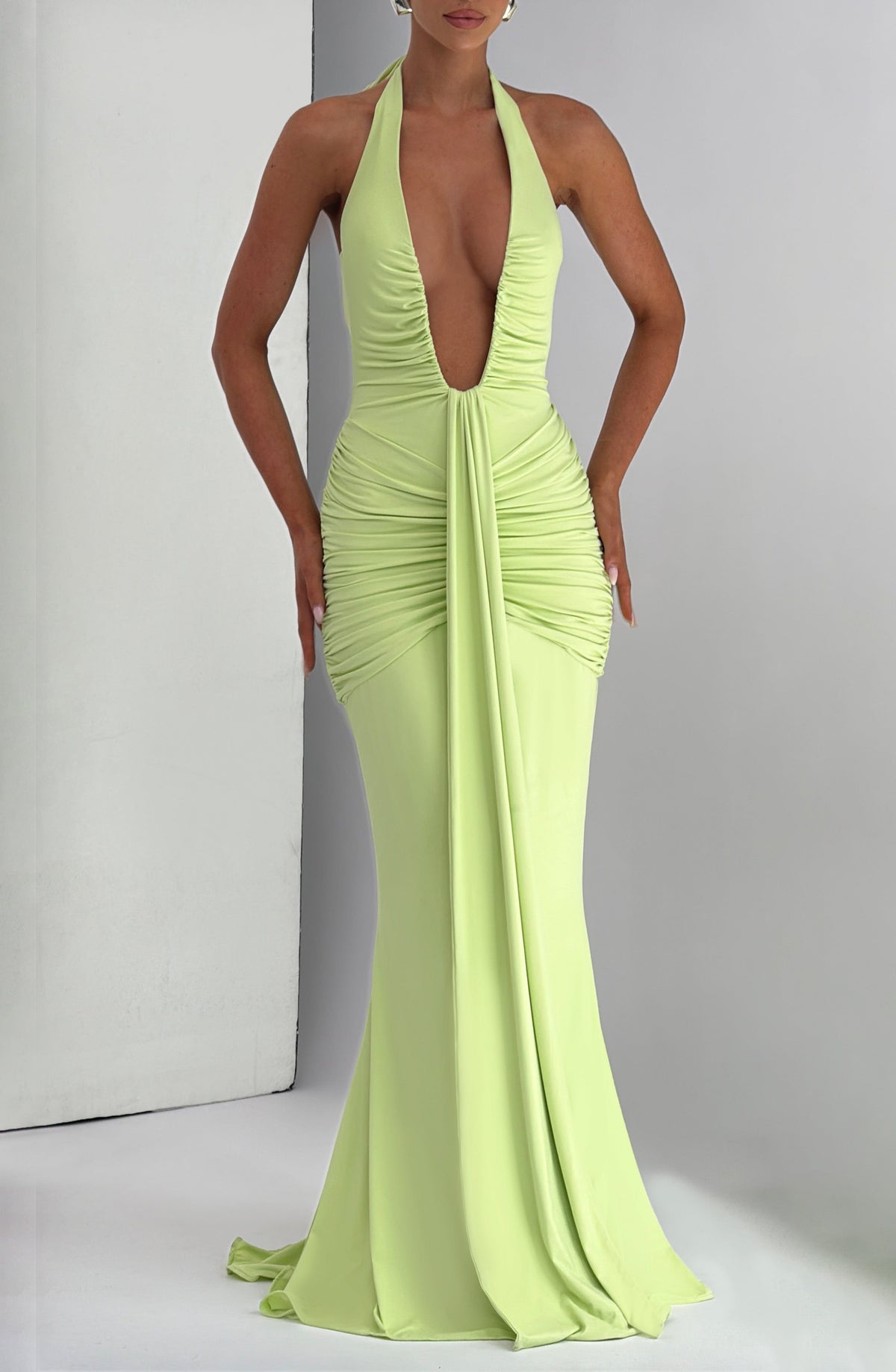 Flourenne Rosetti Maxi Dress in Lime