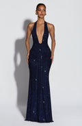 Flourenne Rosetti Maxi Dress in Navy Sparkle