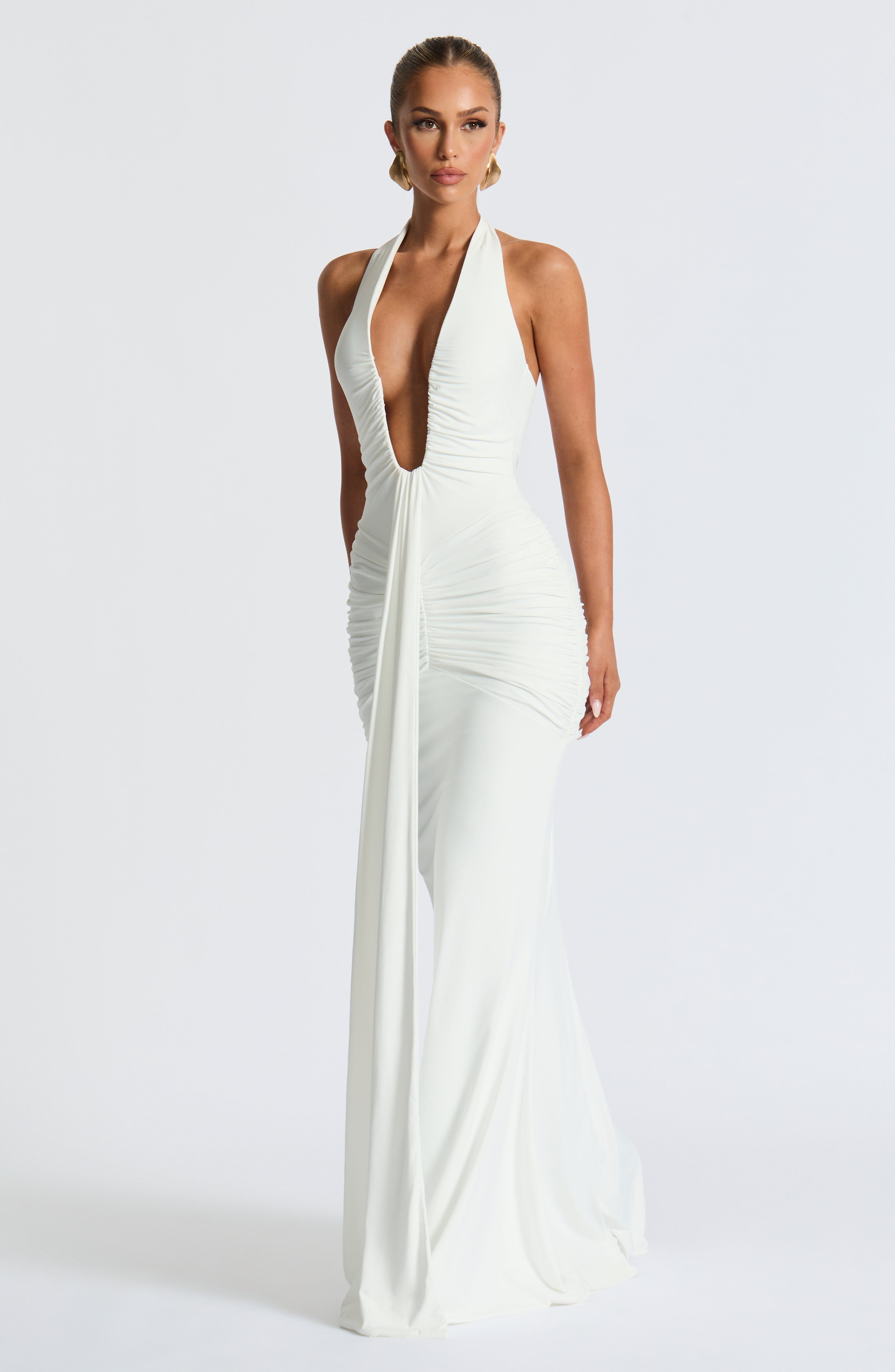Flourenne Rosetti Maxi Dress in White