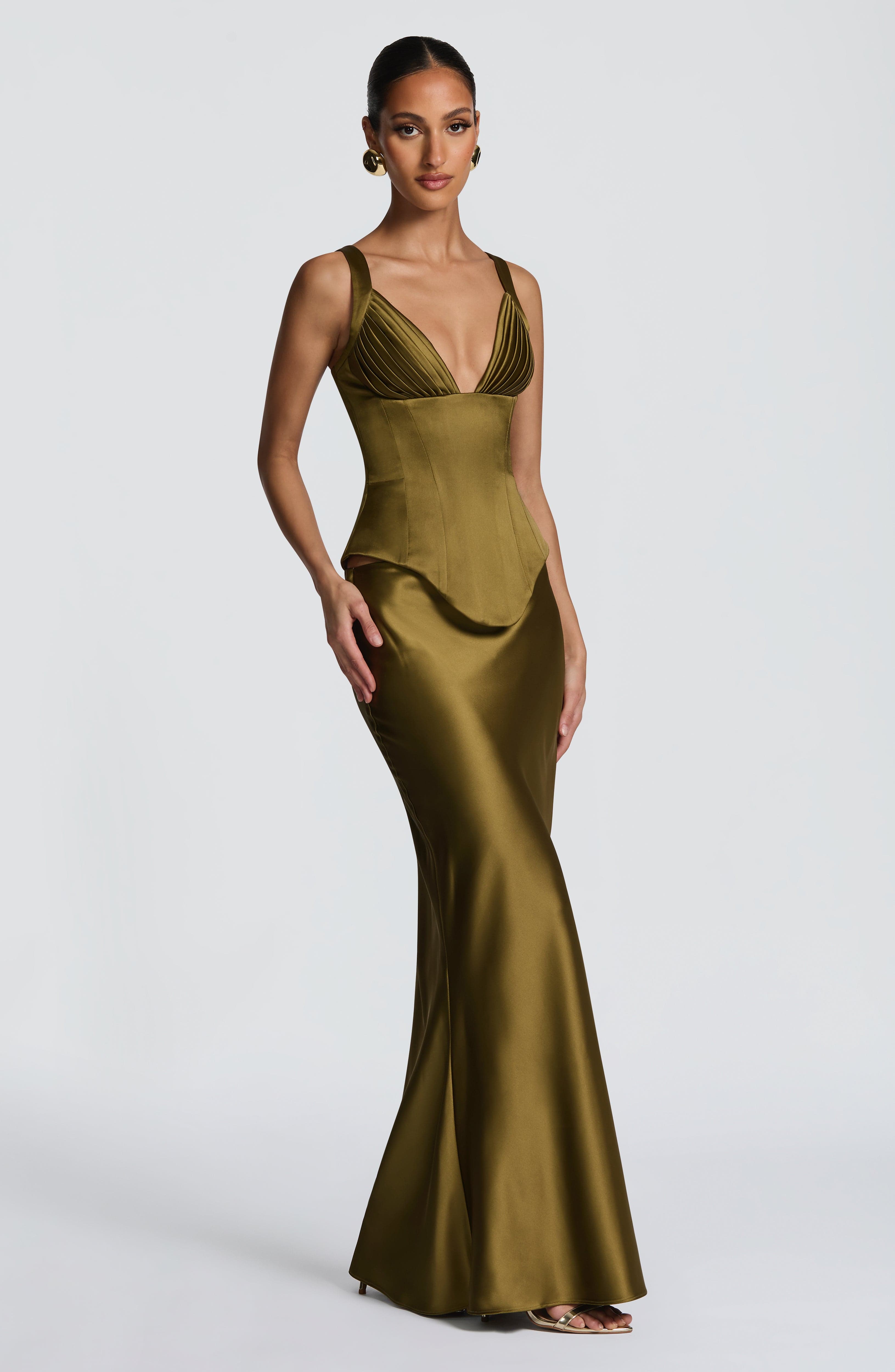 Flourenne Rowyn Corset in Deep Olive