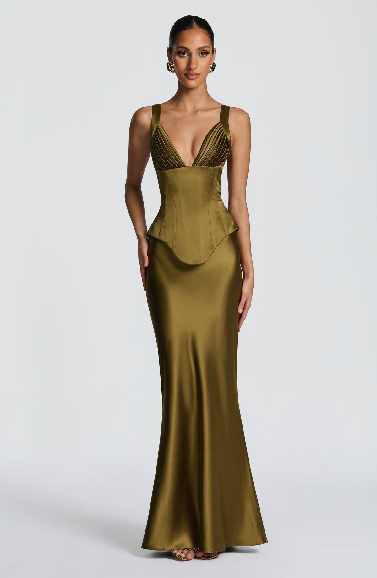 Flourenne Rowyn Corset in Deep Olive