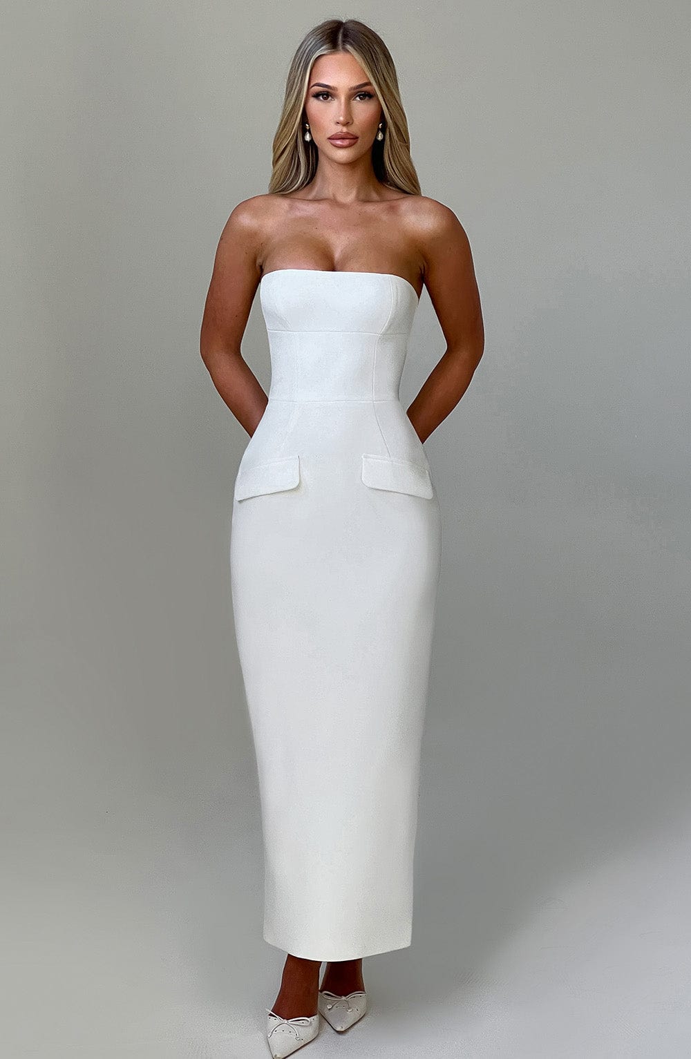 Flourenne Roxelle Midaxi Dress in Ivory