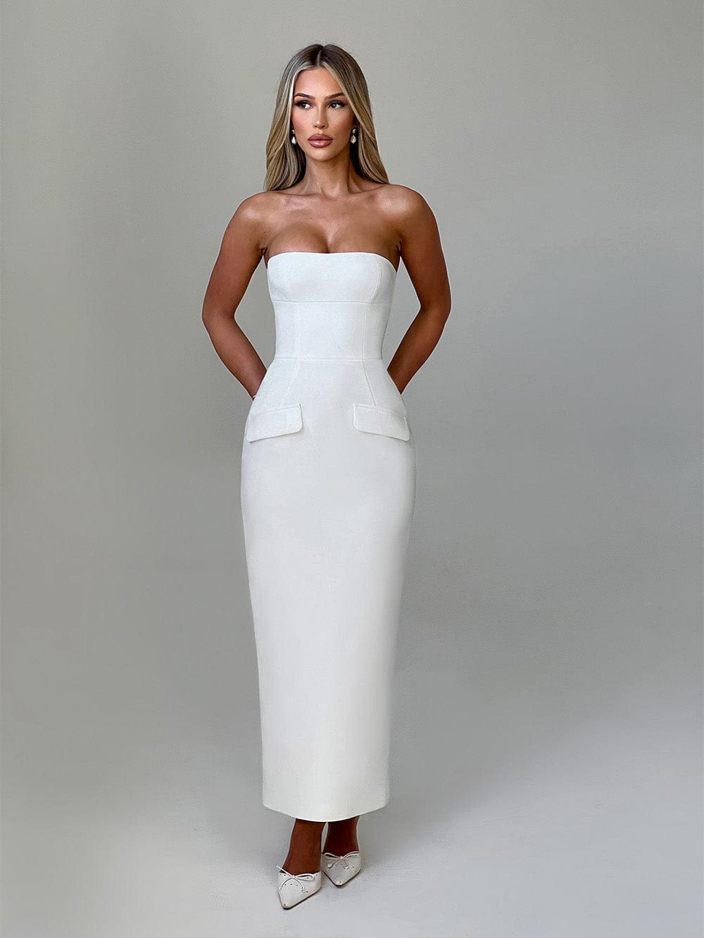 Flourenne Roxelle Midaxi Dress in Ivory
