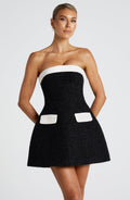 Flourenne Sabelle Mini Dress in Black/White