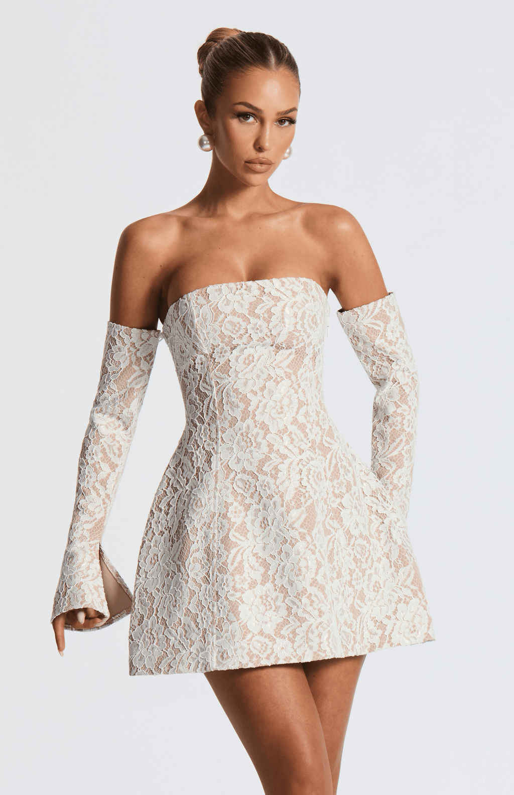 Flourenne Sabine Mini Dress in Ivory